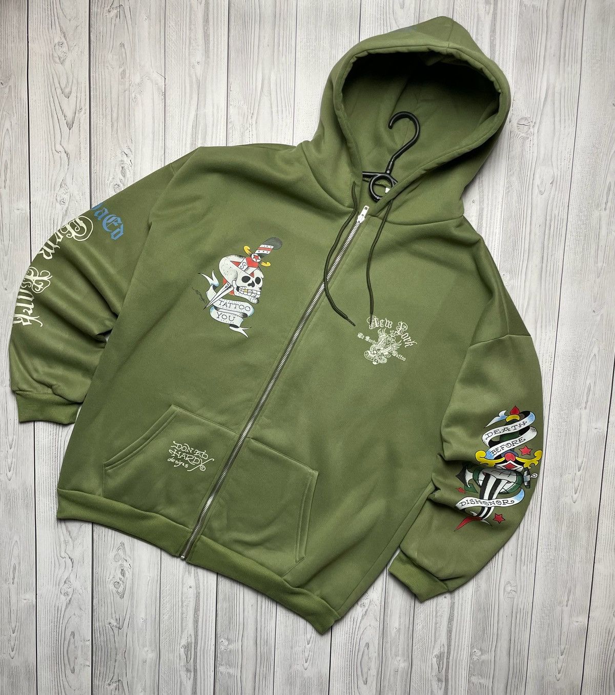 Ed Hardy × Vintage Vintage Ed Hardy green hoodie size XL logo Size US XL / EU 56 / 4 - 1 Thumbnail