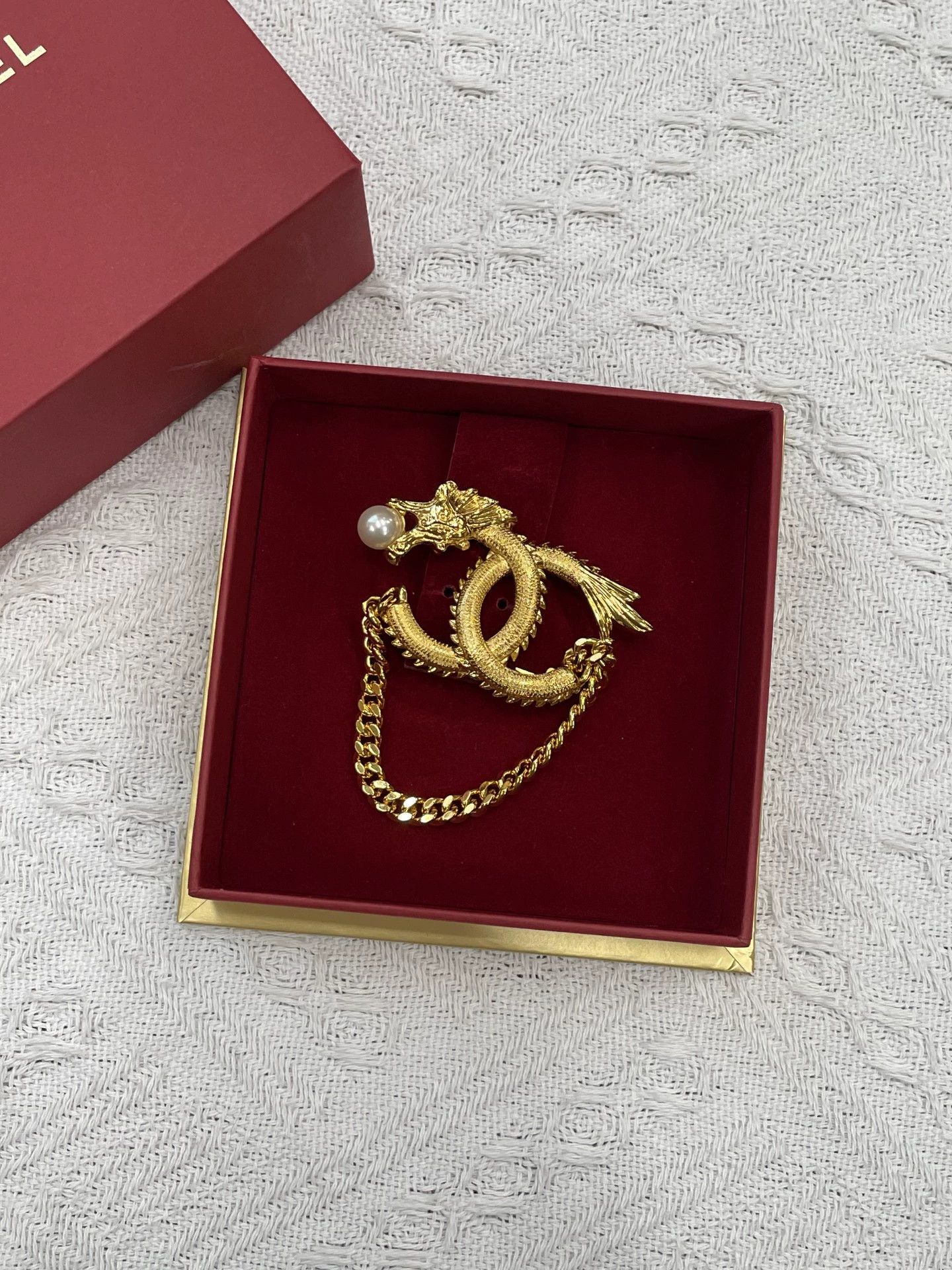 Chanel Chanel Vic Gold Dragon Pearl Brooch New with Box Size ONE SIZE - 1 Thumbnail