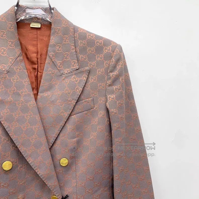 Gucci Gucci 23 light pink logo jacquard full print cotton lapel Size XS / US 0-2 / IT 36-38 - 3 Thumbnail