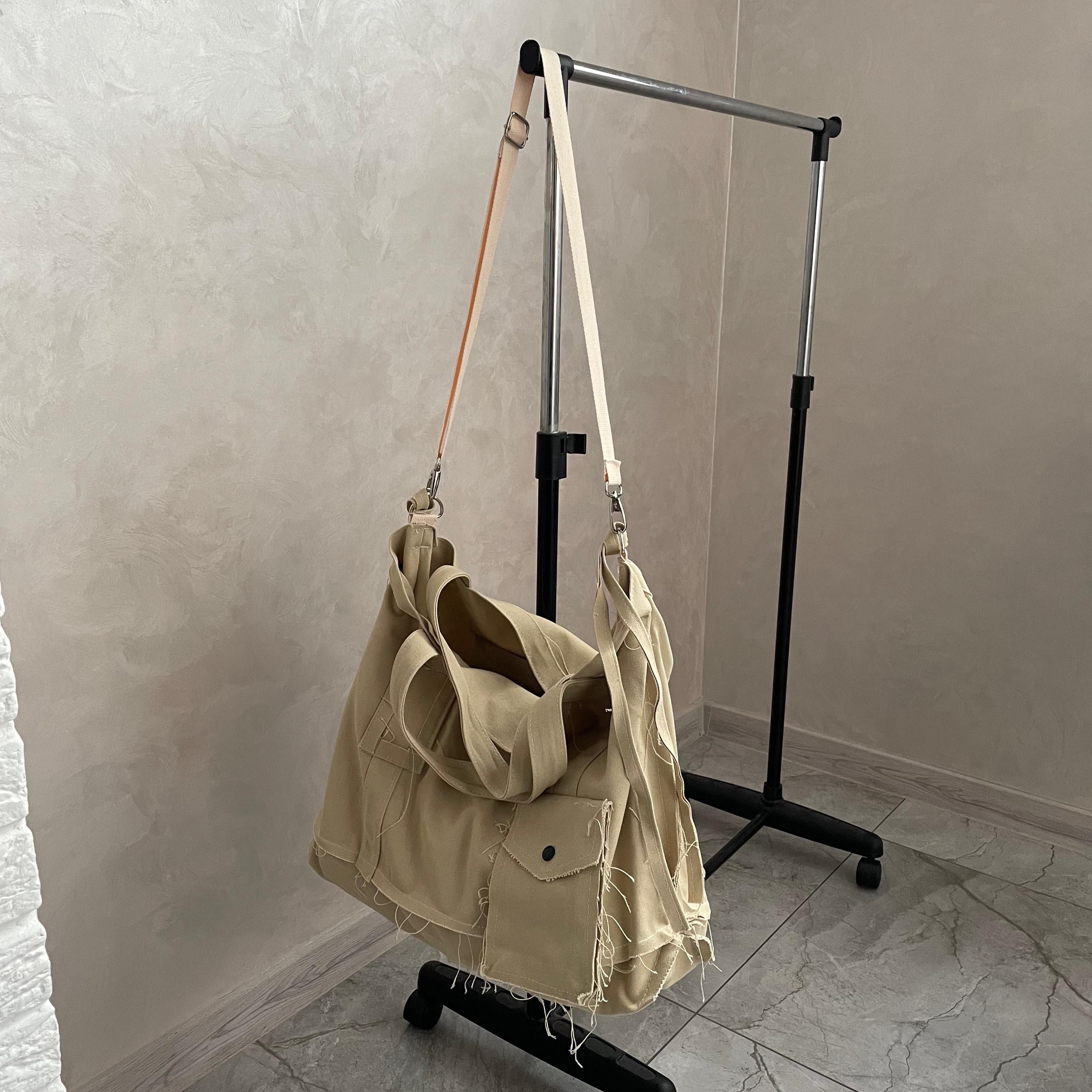 Other Large Canvas Messenger Bag faded Distressed grunge alt Size ONE SIZE - 4 Thumbnail