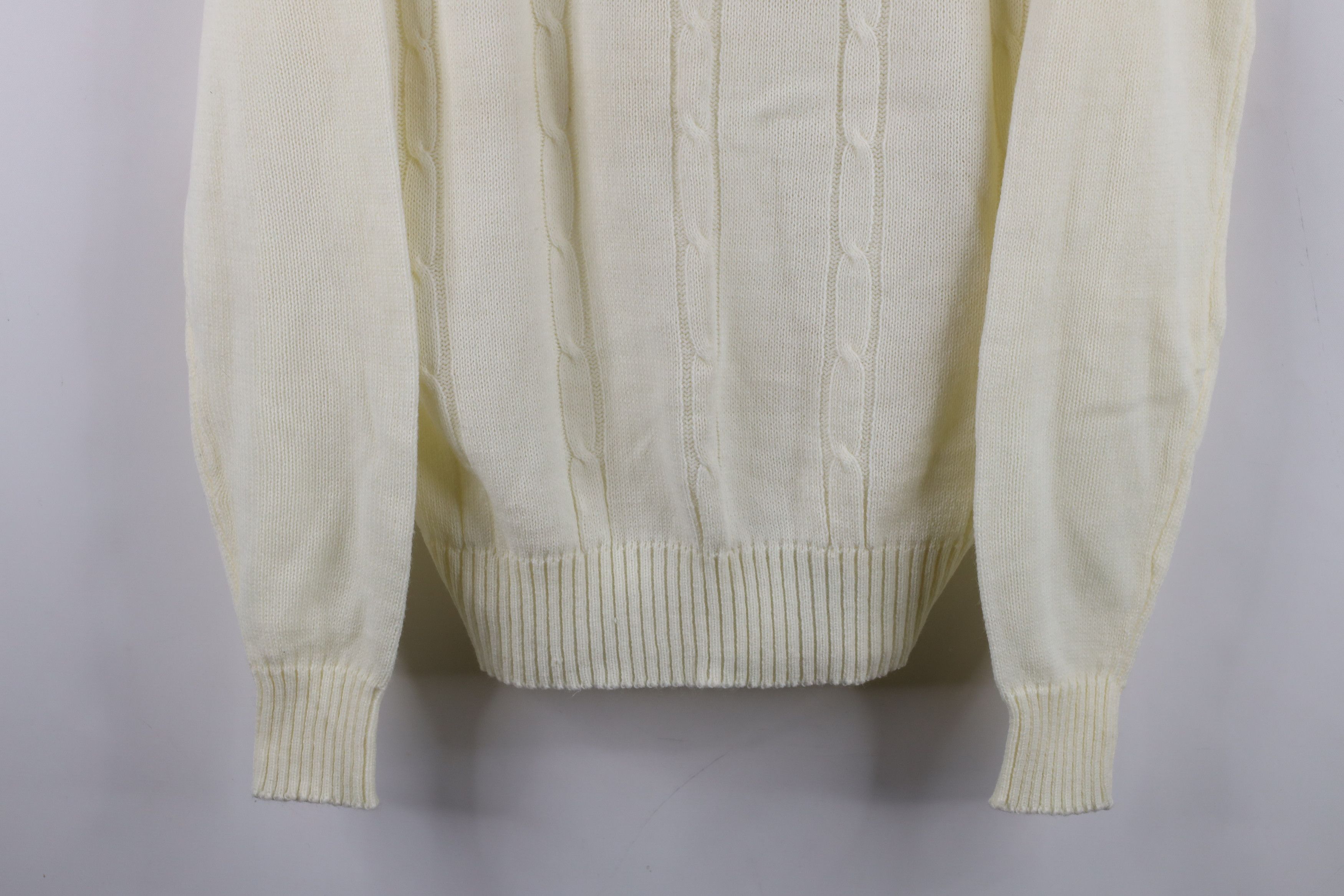 Vintage Vintage 70s Streetwear Cable Knit Crewneck Sweater Cream Size L / US 10 / IT 46 - 3 Thumbnail