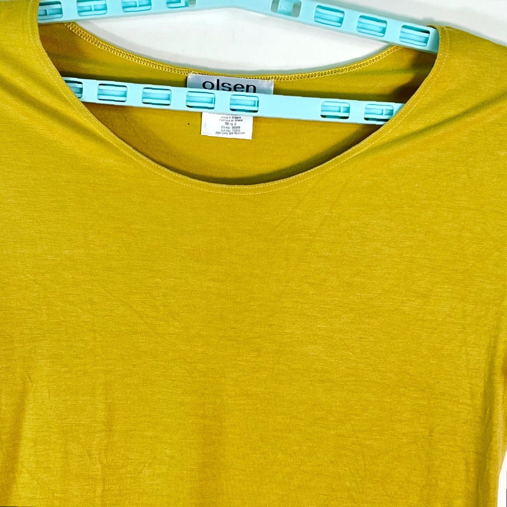Vintage Olsen Womens Blouse Shirt Yellow Round Neck Short Sleeves M Size M / US 6-8 / IT 42-44 - 2 Thumbnail