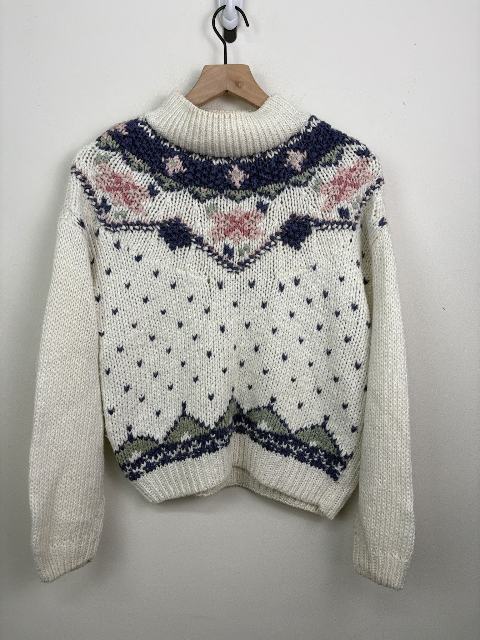 Vintage Vintage 90's Knit Jamie Scott Floral Pattern Collared Pullover Cardigan Size M Size US M / EU 48-50 / 2 - 1 Thumbnail