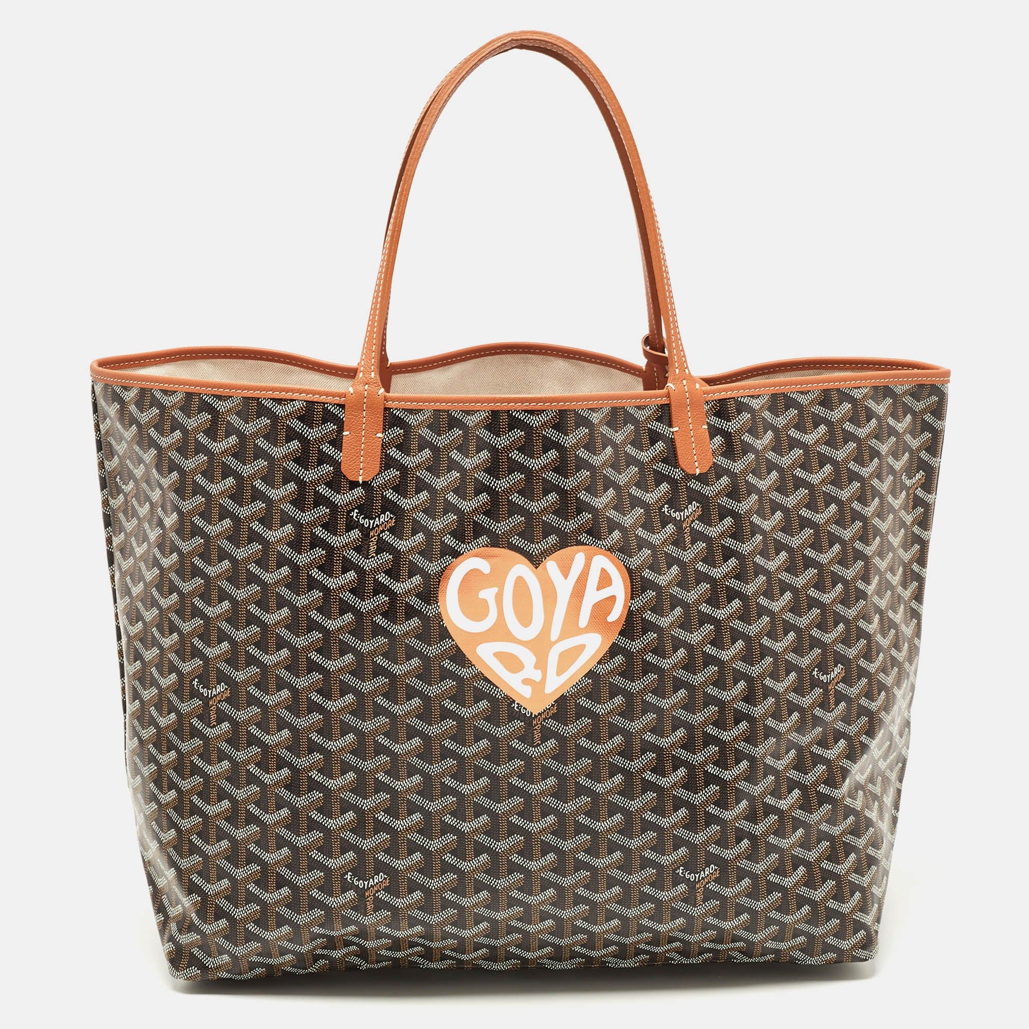 image of Goyard Brown Ine Coated Canvas And Leather Coeur Saint Louis Gm Tote, Women's