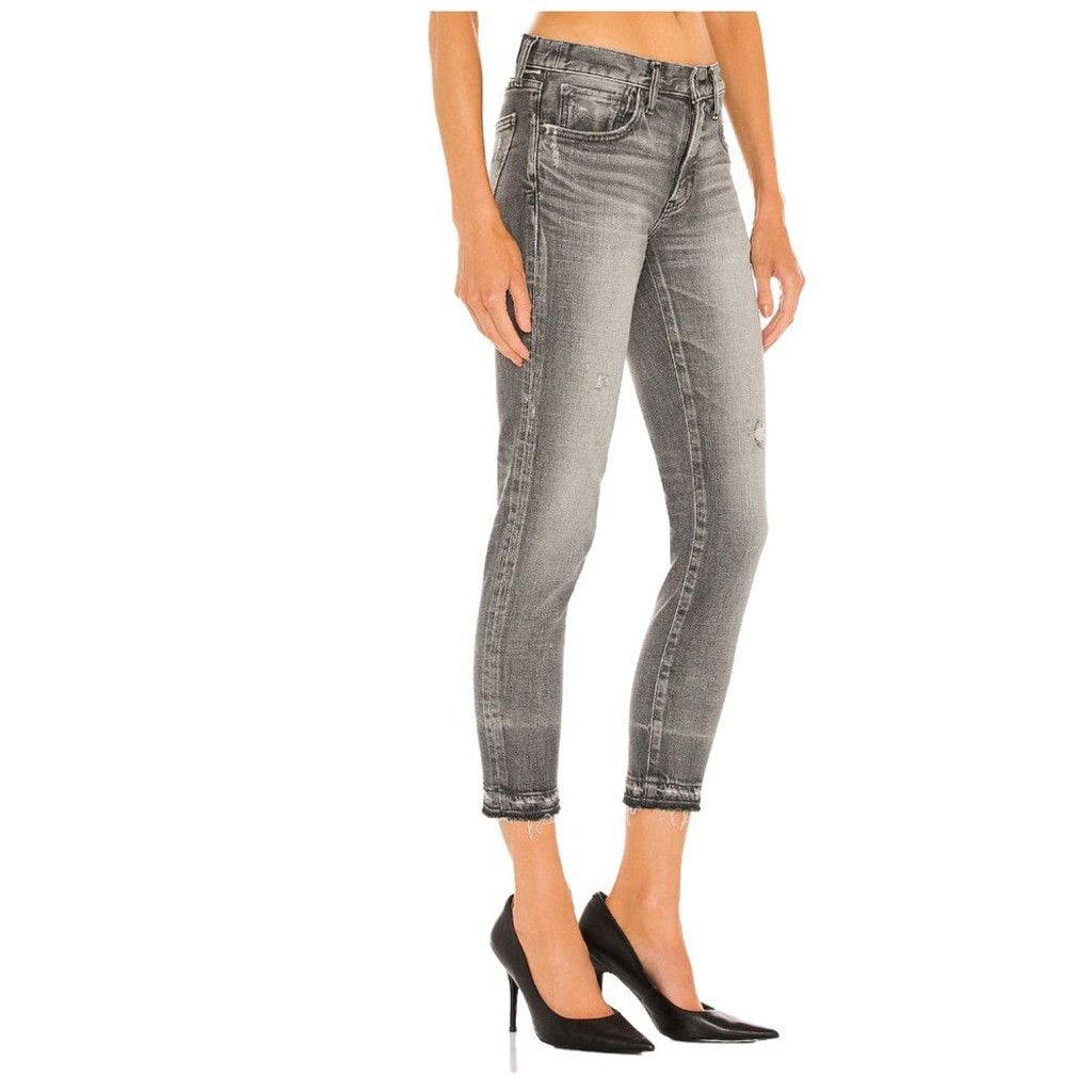 MOUSSY MOUSSY Cadet Skinny Gray Black Distressed Croppe Jeans sz 24 Size 24" / US 00 / IT 34 - 2 Thumbnail