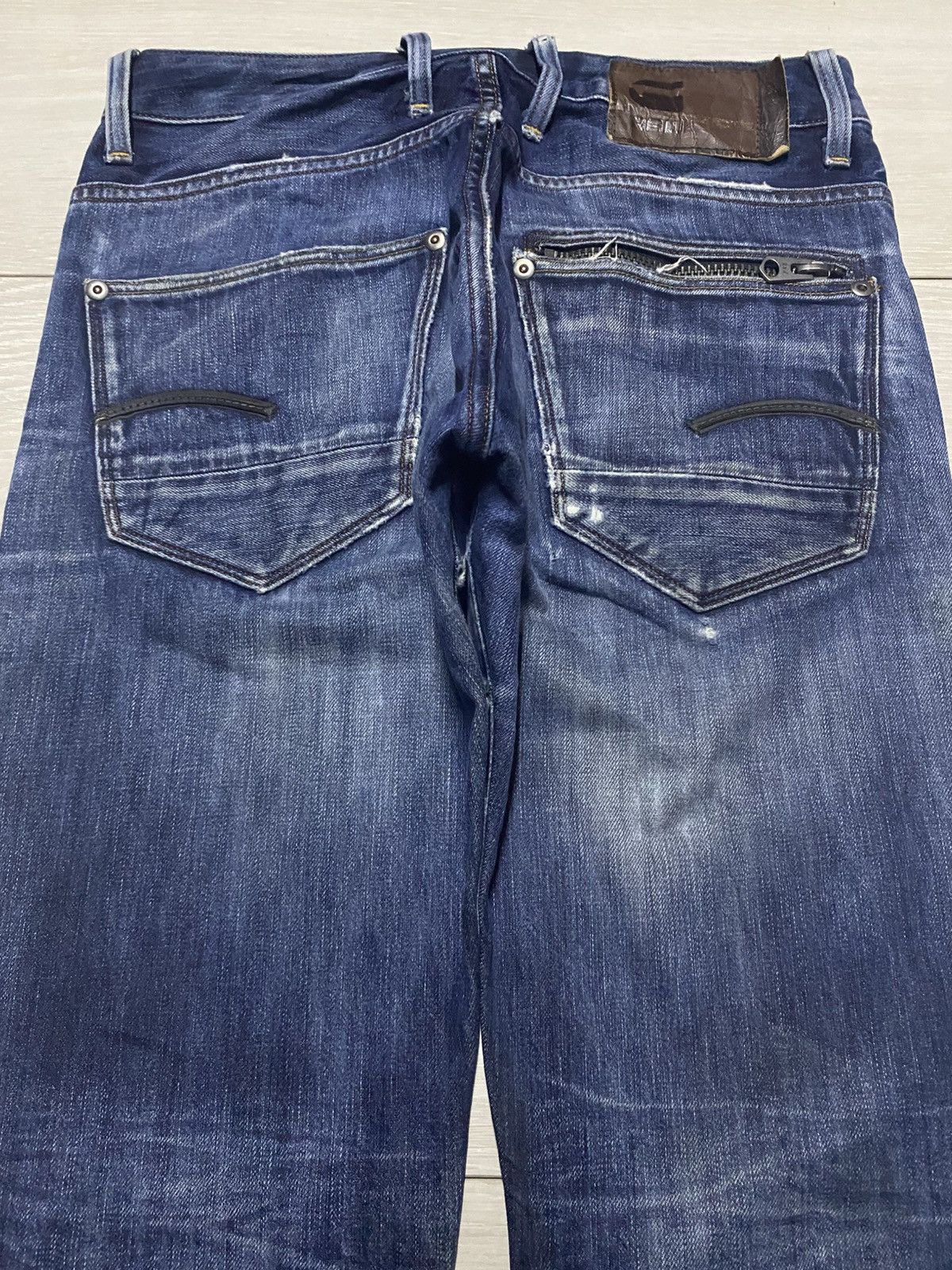 G-Star Vintage G Star Raw Denim Blue Wash Distressed Straight Jeans Size US 29 - 4 Thumbnail