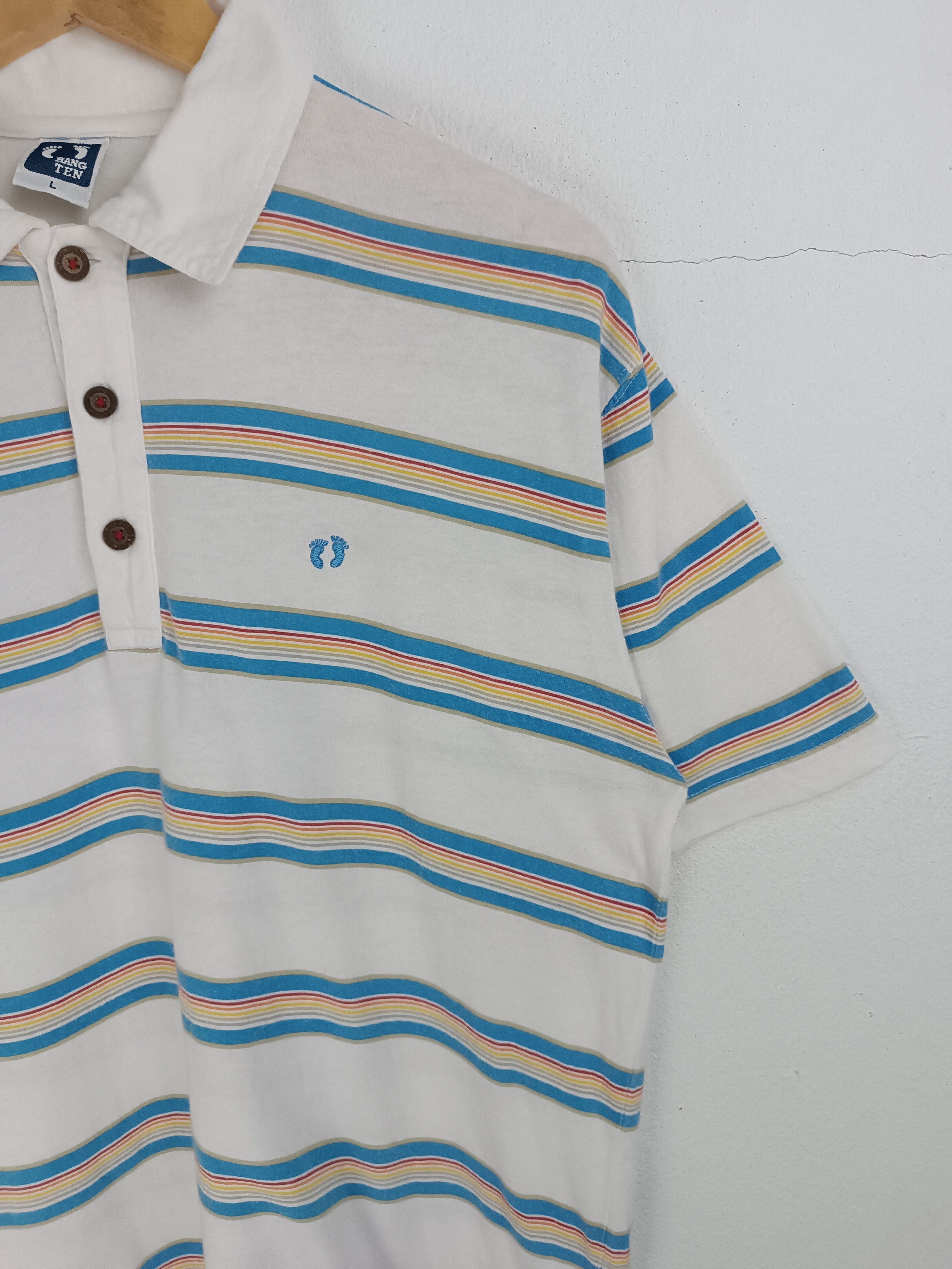 Hang Ten VINTAGE HANG TEN COLLAR TEE WOOD BUTTON HAWAII BEACH Size US L / EU 52-54 / 3 - 7 Thumbnail