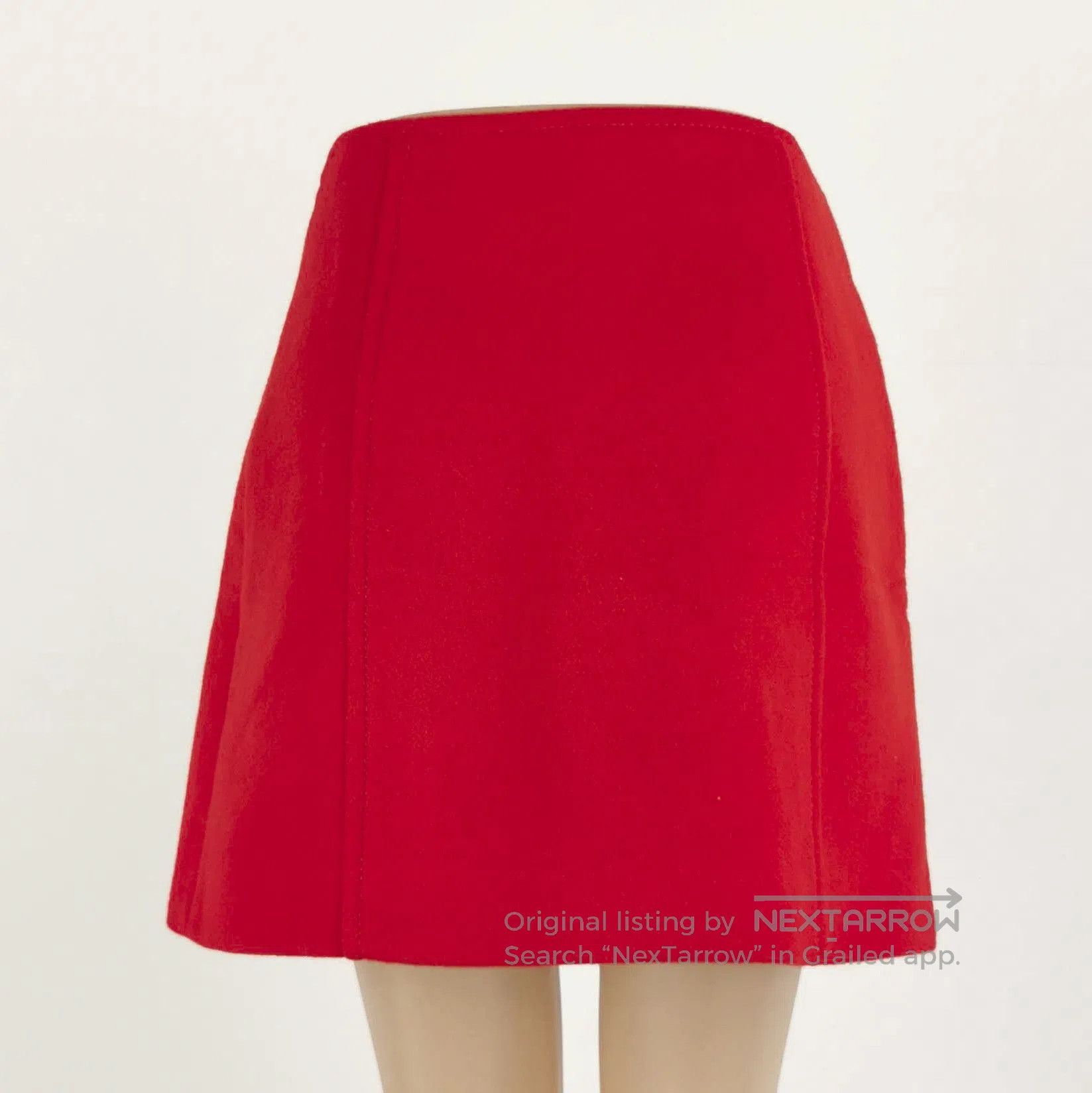 Prada Prada Red Wool Mini Skirt with Detail . Size 37" - 3 Thumbnail