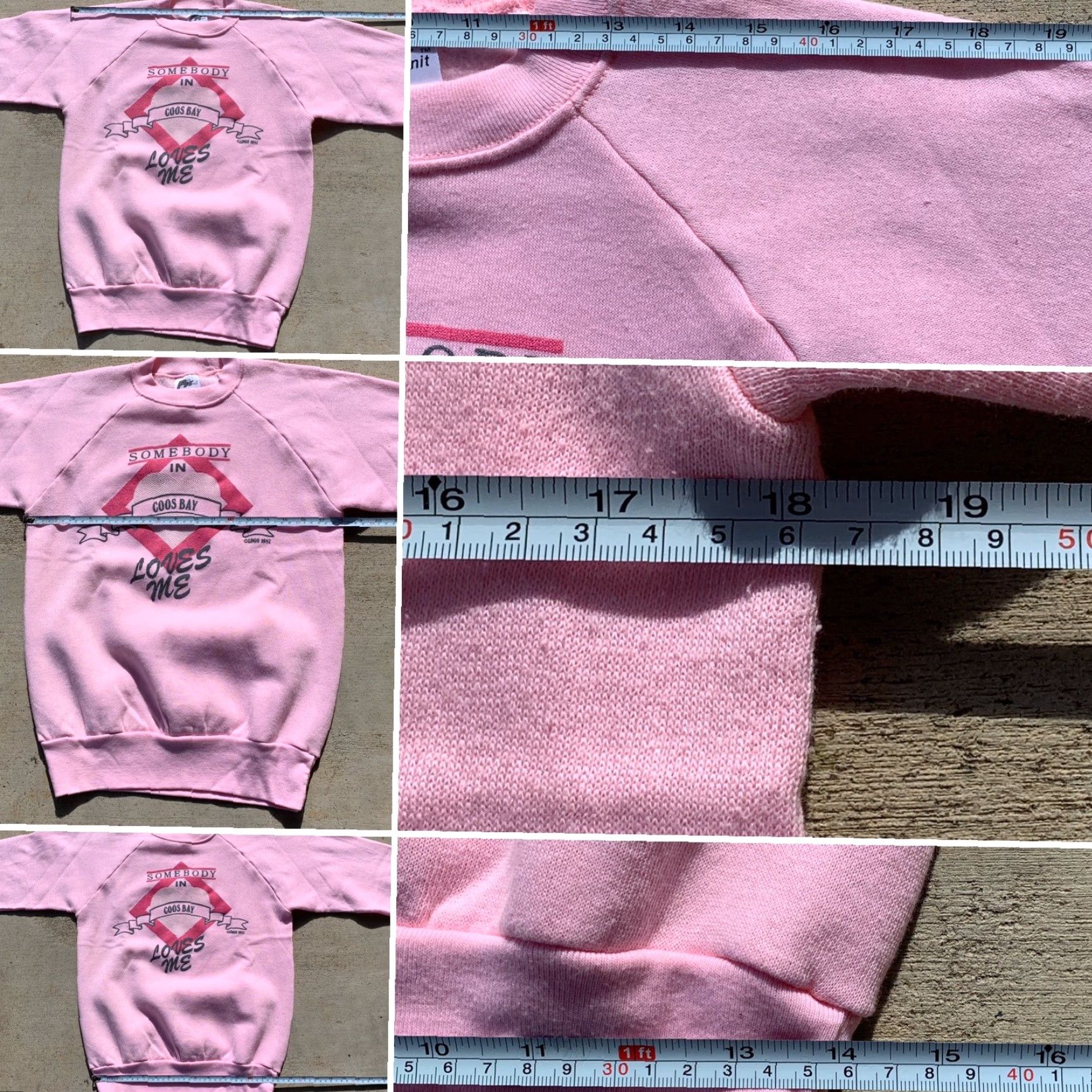 Vintage VINTAGE Somebody In Coos Bay Loves Me Sweatshirt Pink c Lingo 1987 M Pro Knit Raglan 80s Oregon United States Shirt Mens Size M / US 6-8 / IT 42-44 - 6 Thumbnail