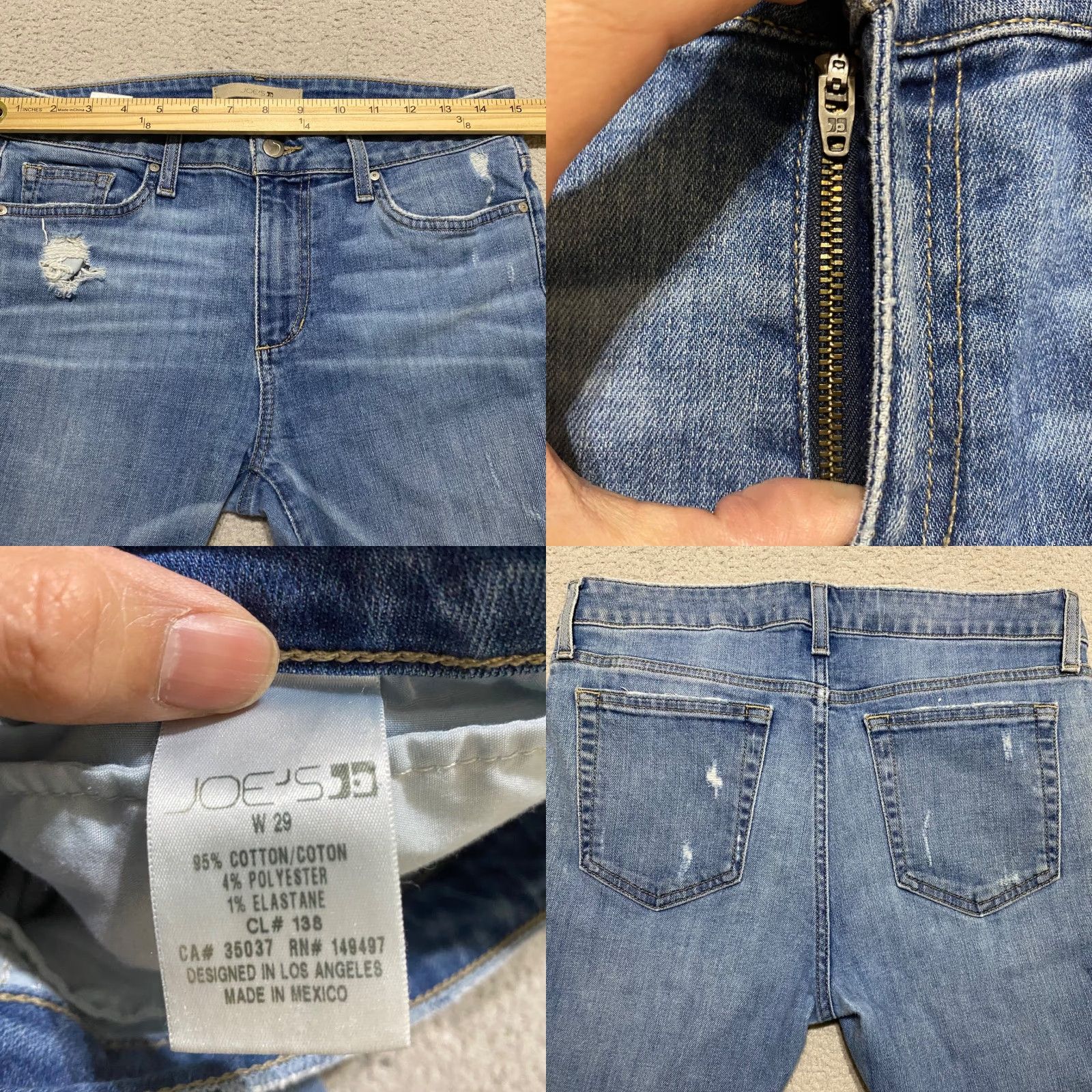 Vintage Joe's Jeans Womens Jeans 29 Blue Denim Mid Rise Skinny Medium Wash Distressed Size 29" - 8 Thumbnail