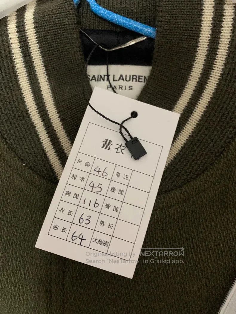 Saint Laurent Paris Saint Laurent Men's Green Varsity Jacket. Size US M / EU 48-50 / 2 - 7 Thumbnail