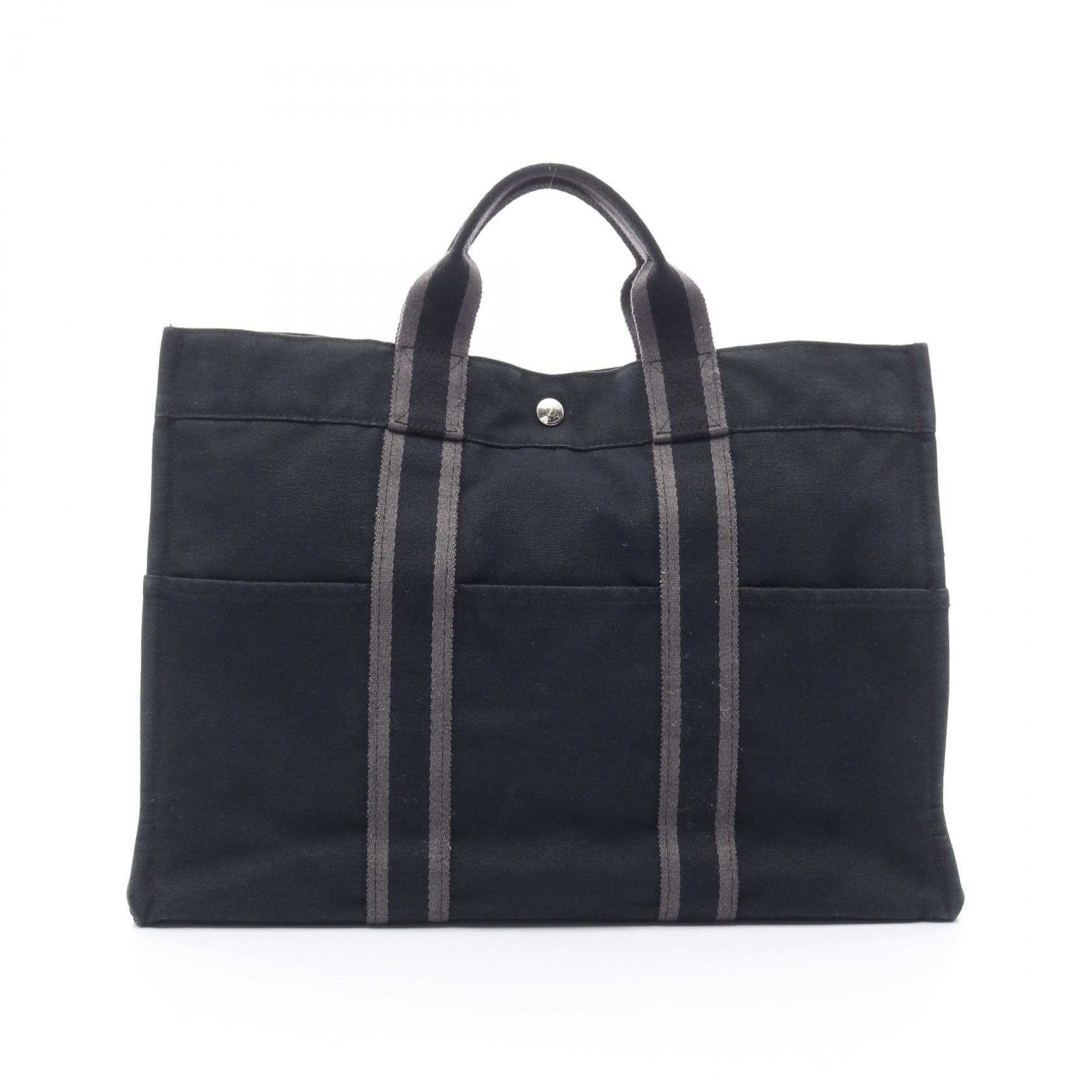 Hermes Hermes Fool Toe Mm Handbag Tote Bag Canvas Black Silver Hardware Size ONE SIZE - 1 Thumbnail