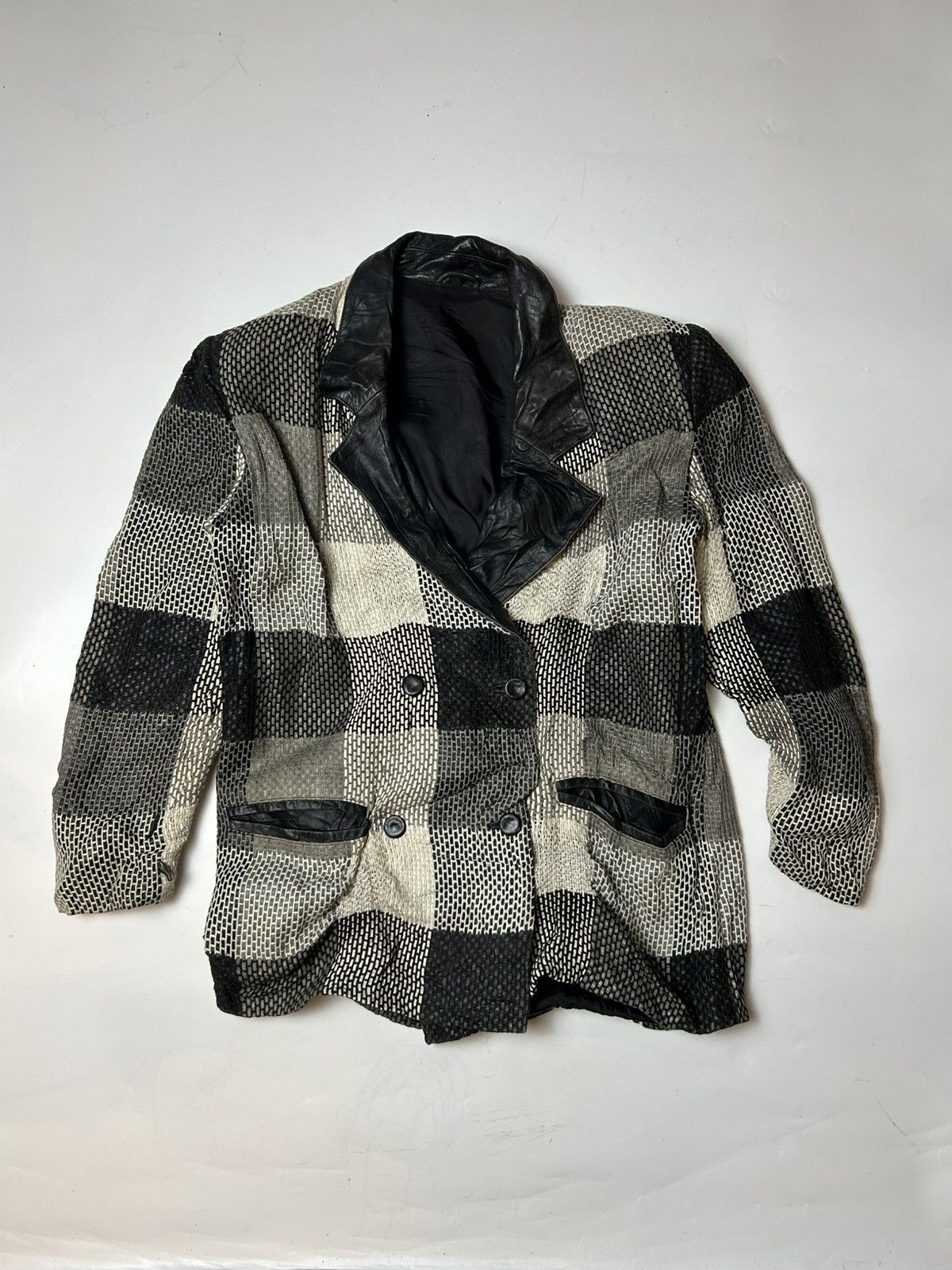 Japanese Brand × Vintage VINTAGE LEATHER KNITTED JACKET Size ONE SIZE - 1 Thumbnail
