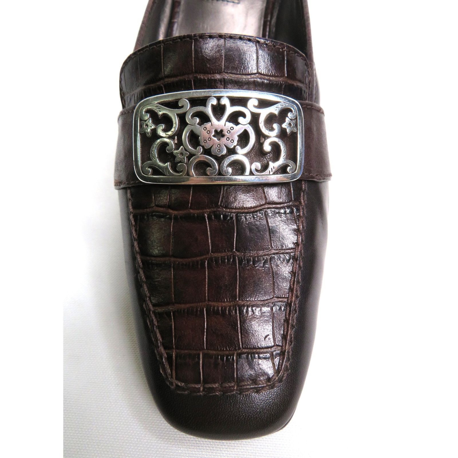 Brighton New BRIGHTON Steph Brown Croc Embossed Leather Mules Sz 7.5 Size US 7.5 / IT 37.5 - 8 Thumbnail
