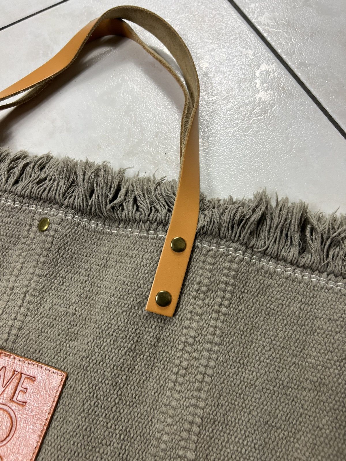 Loewe Loewe big tote bag knitted canvas fringle leather logo Size ONE SIZE - 7 Thumbnail