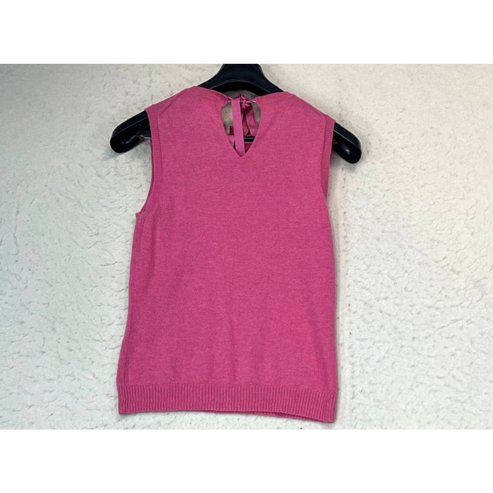 J.Crew VINTAGE J.CREW Blouse Shirt Women Medium Pink Sleeveless Halter Wool Cashmere Ruffle Chiffon Dry Clean Only Solid Pattern Made in Japan Size M / US 6-8 / IT 42-44 - 2 Thumbnail