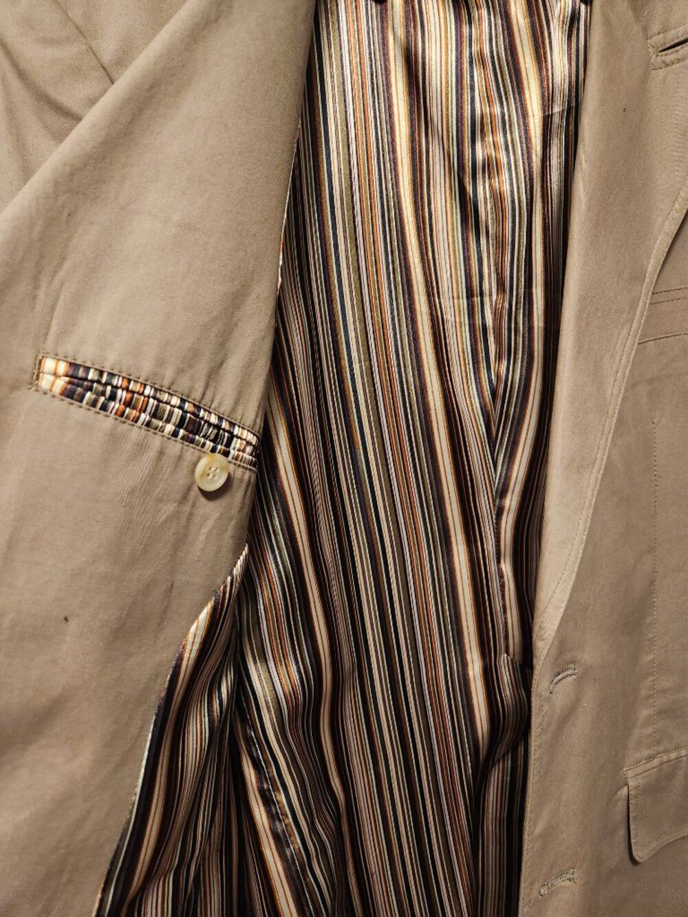 Report Collection Report men's khaki 100%cotton sport coat blazer jacket XL/44 Size 44R - 4 Thumbnail