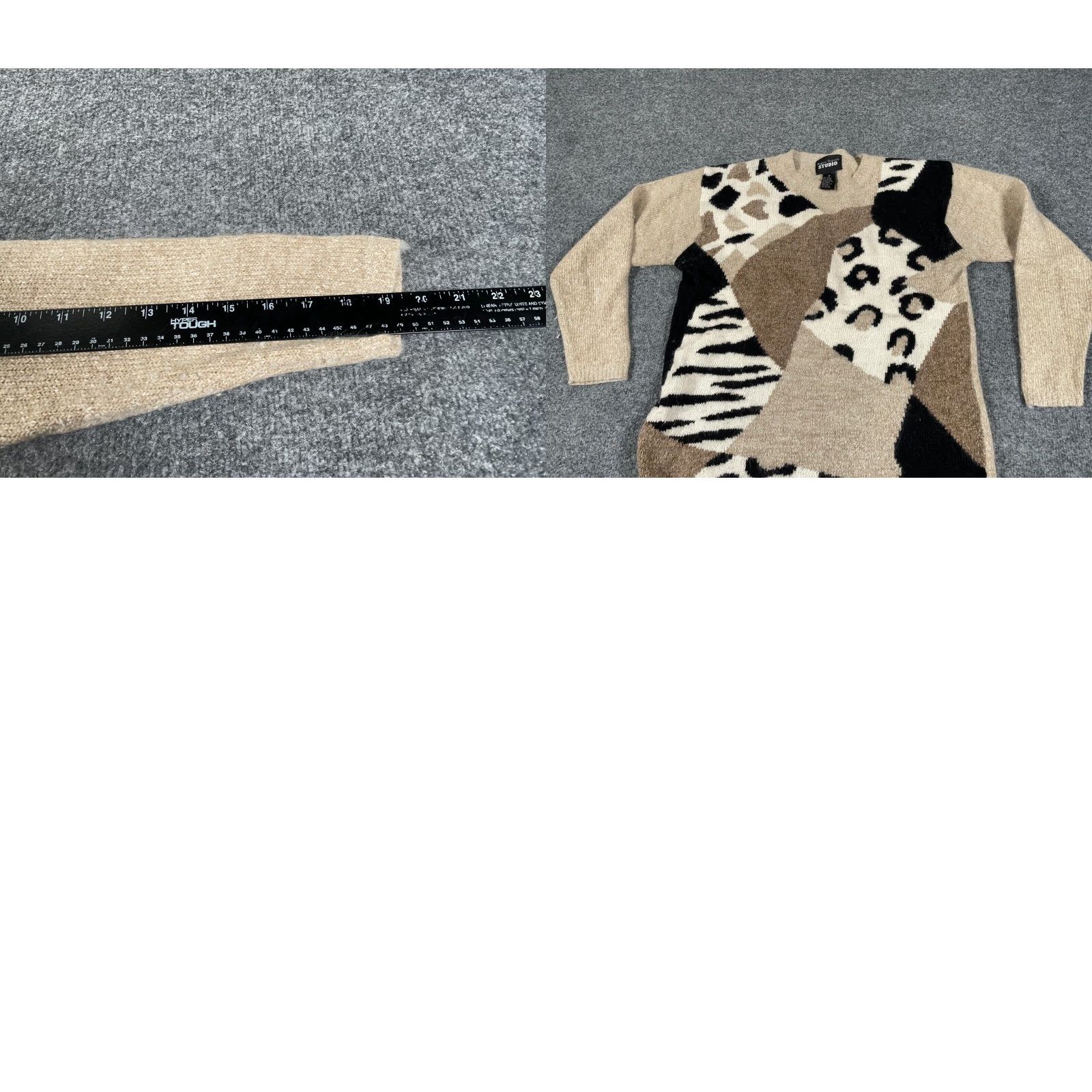 Etro Retro Leopard Abstract Pattern Silk Sweater Women's Medium Beige Angora Wool Size M / US 6-8 / IT 42-44 - 8 Thumbnail