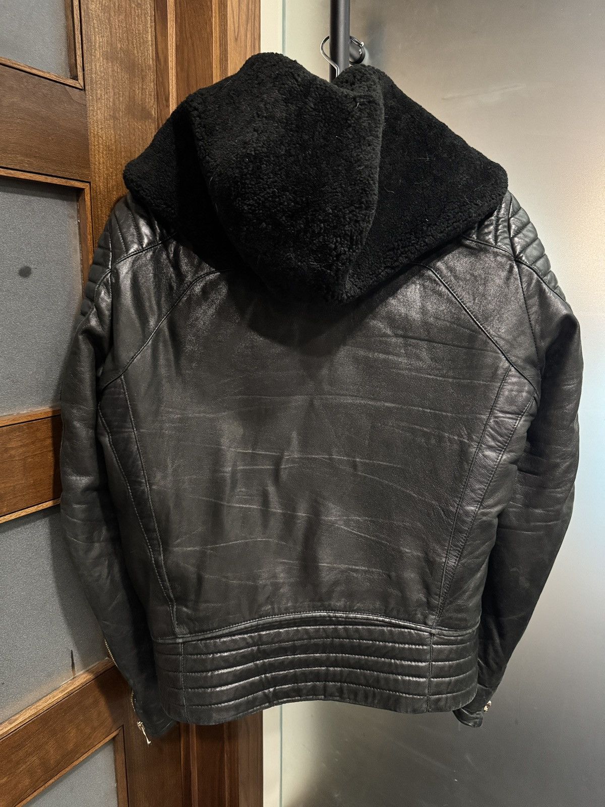 Balmain Balmain Moto Leather Shearling Hooded Biker Jacket Size US L / EU 52-54 / 3 - 2 Thumbnail