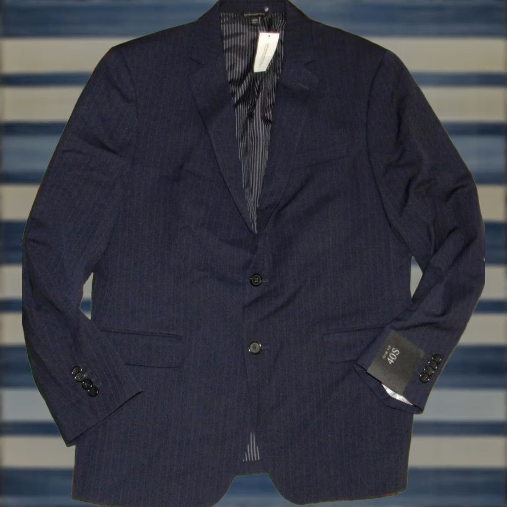 Banana Republic BANANA REPUBLIC Navy Wool Pinstriped Blazer Suit Jacket 40 Short NWT Mens Size US 40 / EU 56 - 1 Thumbnail