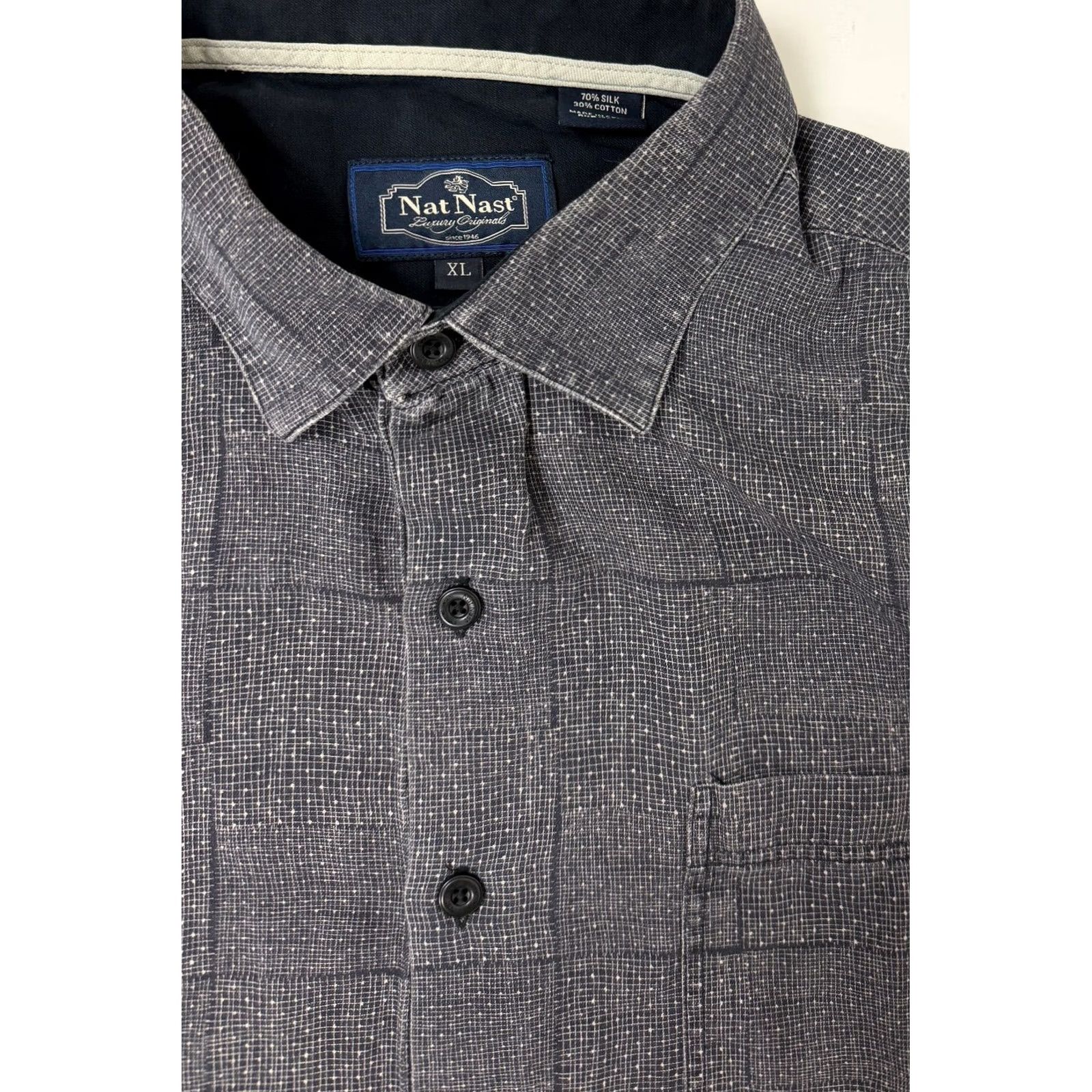 Nat Nast Nat Nast Shirt Men XL Travel Resort Outdoors Silk Cotton Check Patchwork Print Shirt Size US XL / EU 56 / 4 - 2 Thumbnail