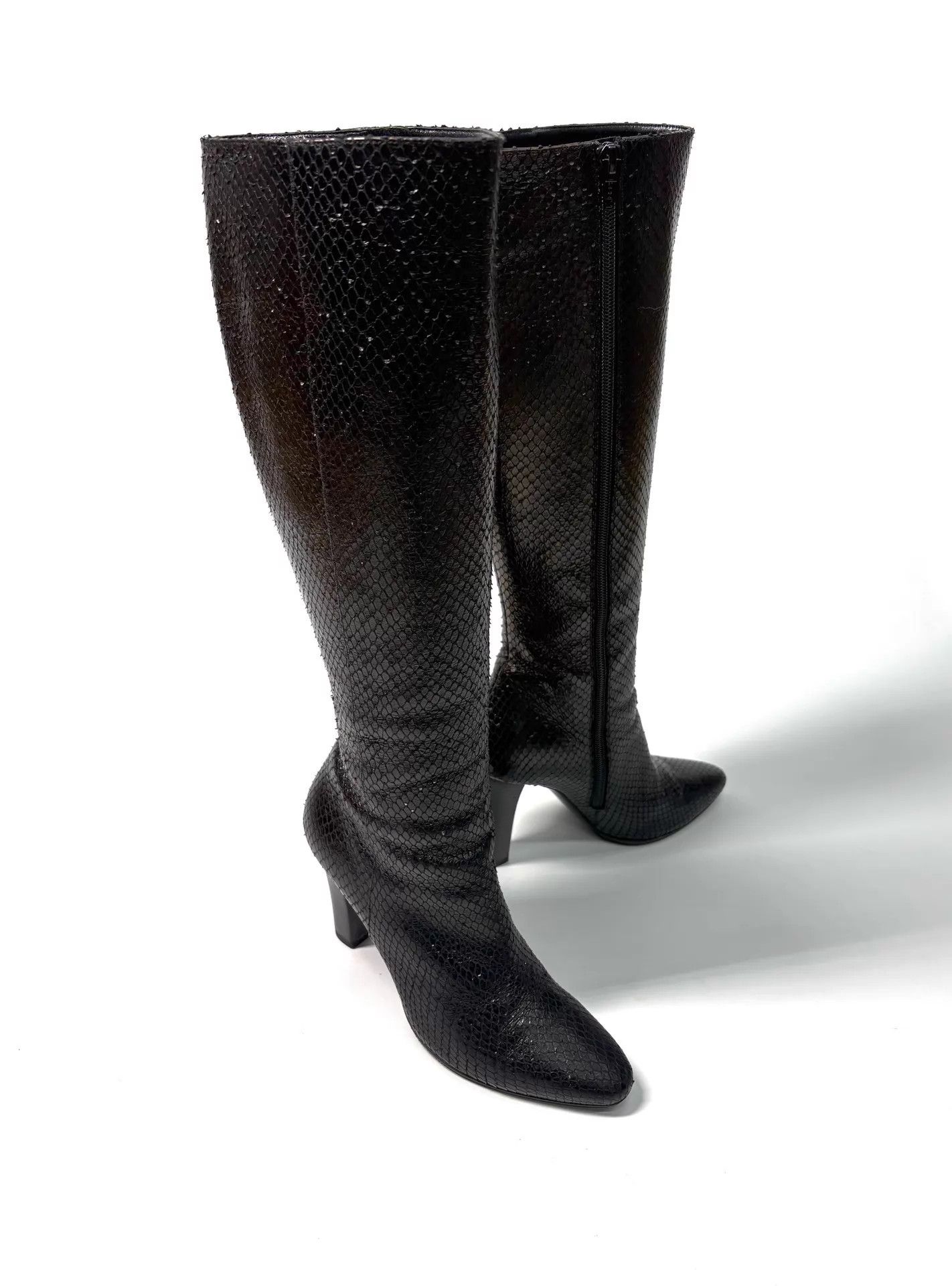 Saint Laurent Paris SLP 16AW Snake Print High Heel Knee Boots 36 Size US 5.5 / IT 35.5 - 3 Thumbnail