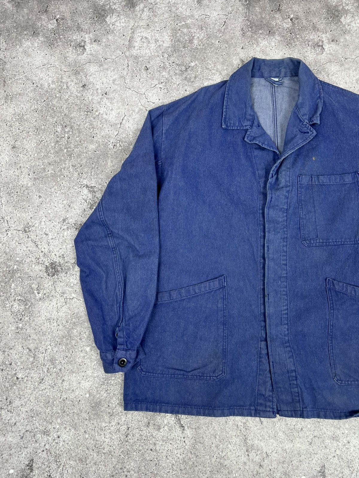Other Vintage French Worker Work Jacket Cotton Blue Size US XL / EU 56 / 4 - 2 Thumbnail