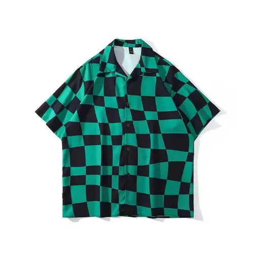 Other Green Checker Print Graphic Short Sleeve Button Up Shirt Size US XL / EU 56 / 4 - 3 Thumbnail