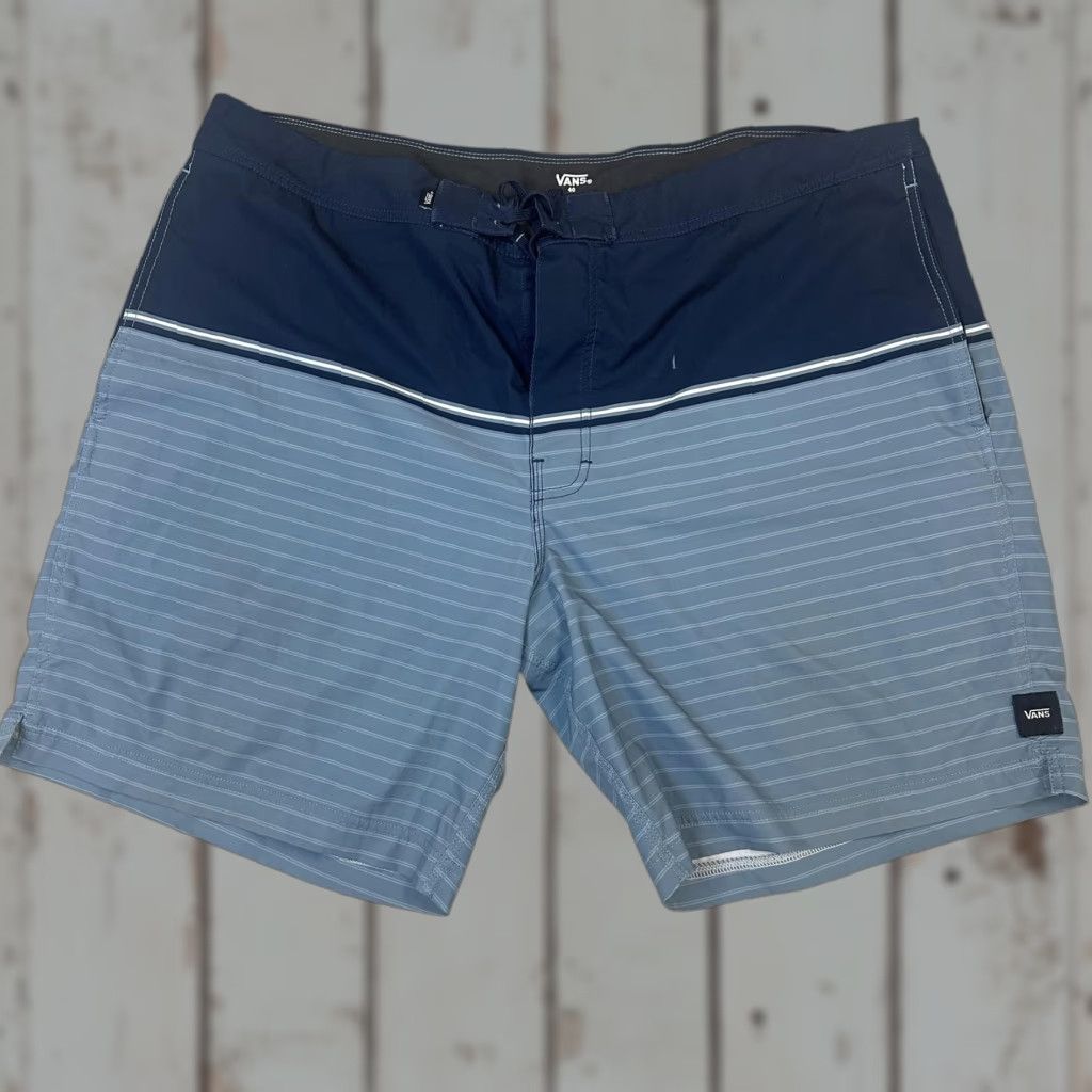 Vans Vans Board Shorts Mens 40 Blue Striped Swim Trunks Surf Beach Drawstring Back Pocket Quick Dry Lightweight Size US 40 / EU 56 - 1 Thumbnail