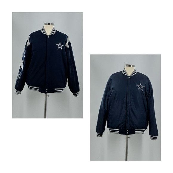 image of Dallas Cowboys Authentic Reversible Jacket in Blue/Gray/White, Men's (Size 2XL)