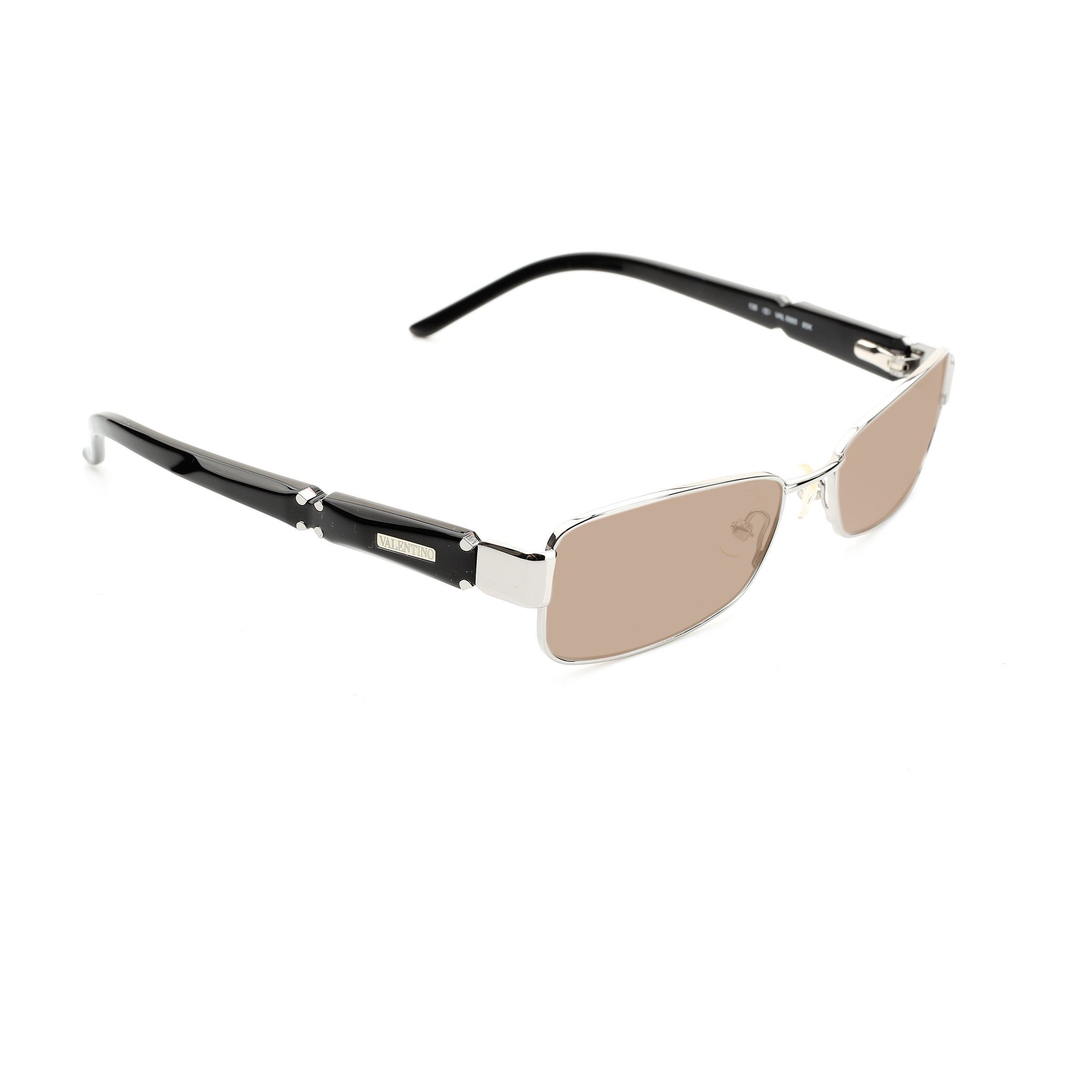 Valentino Valentino '90s Black & Silver Rectangular Sunglasses Size ONE SIZE - 1 Thumbnail