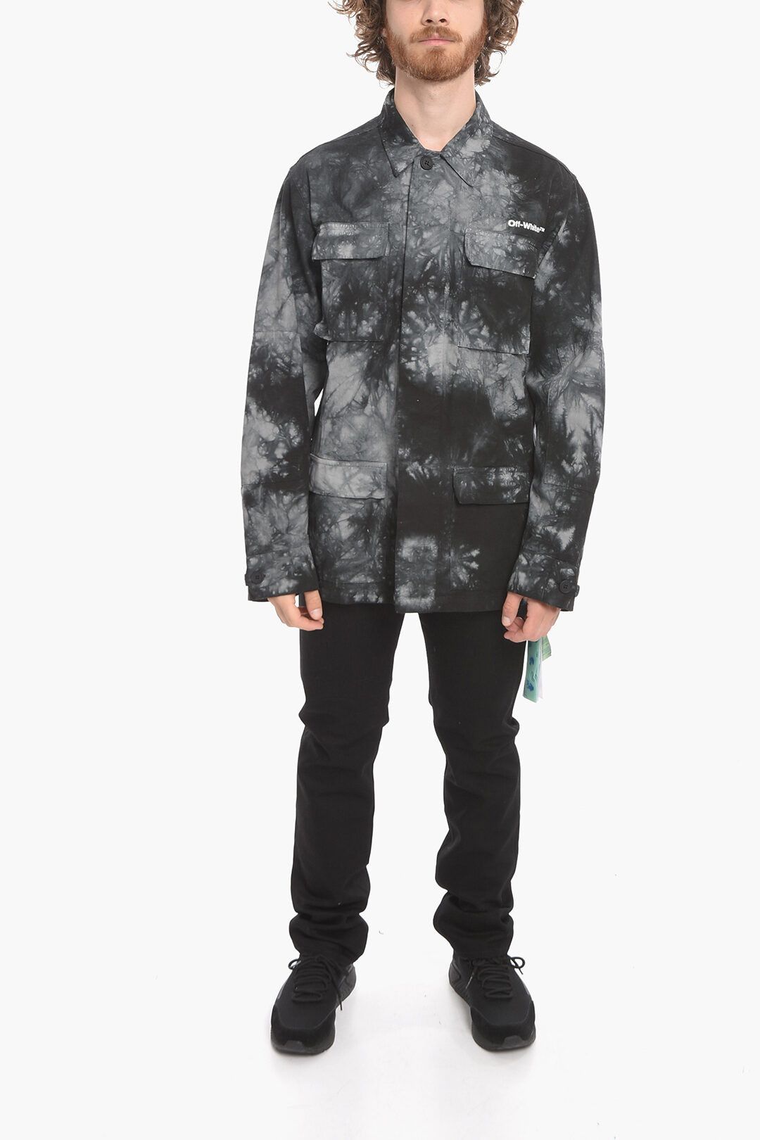 Off-White og1mm0625 Tie Dye Cotton Over Shirt in Black/Grey Size US S / EU 44-46 / 1 - 4 Thumbnail