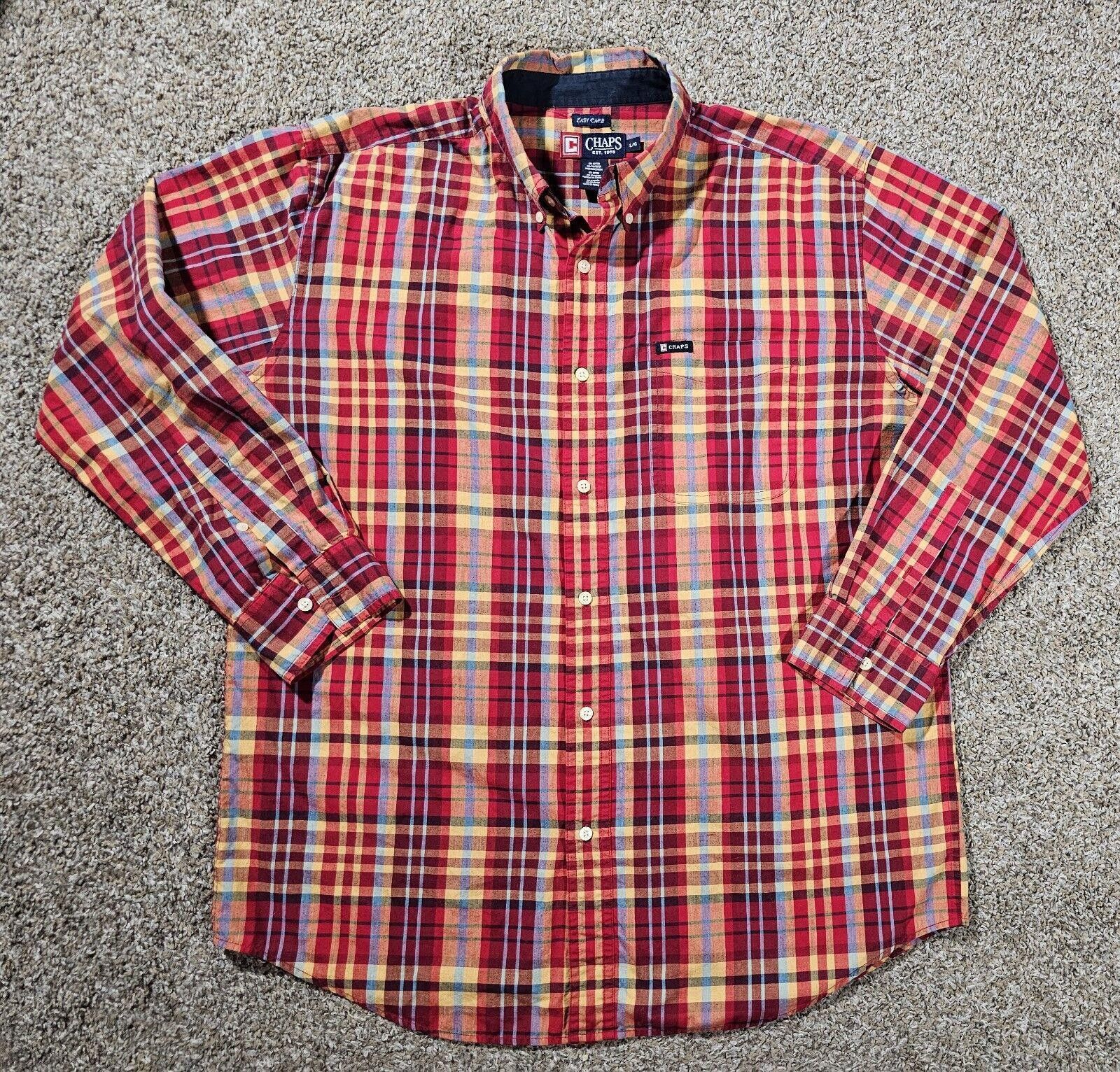 Chaps Chaps Easy Care Mens XL Red Plaid Button Down Long Sleeve Size US XL / EU 56 / 4 - 1 Thumbnail