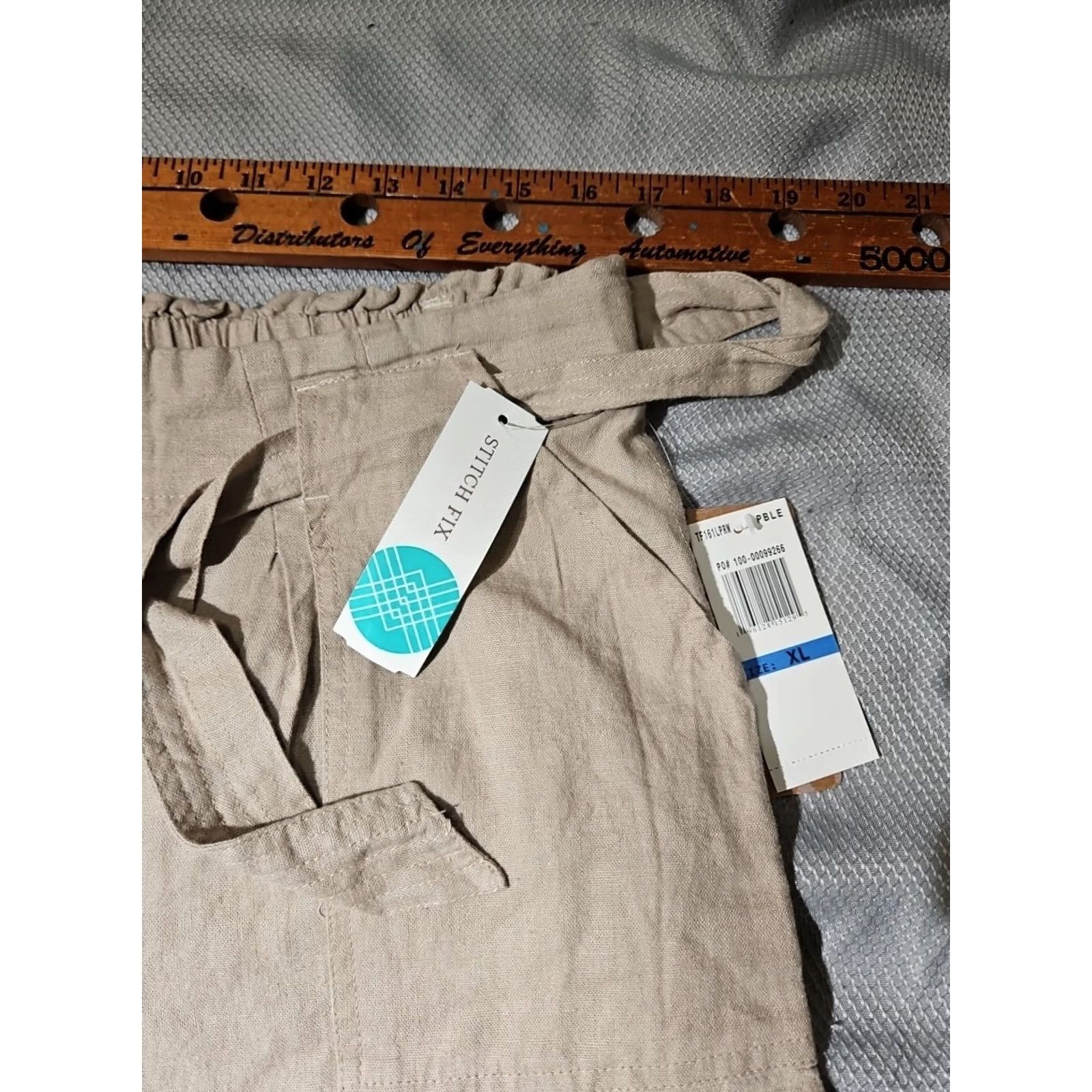 Vintage NWT Stitch Fix Pants Women XL Beige Tan Linen Blend Melanie Utility Wide Leg Size 40" / US 18 - 6 Thumbnail