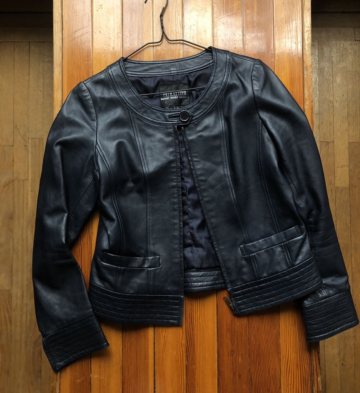 Vintage Hanae Mori Cropped Leather Jacket