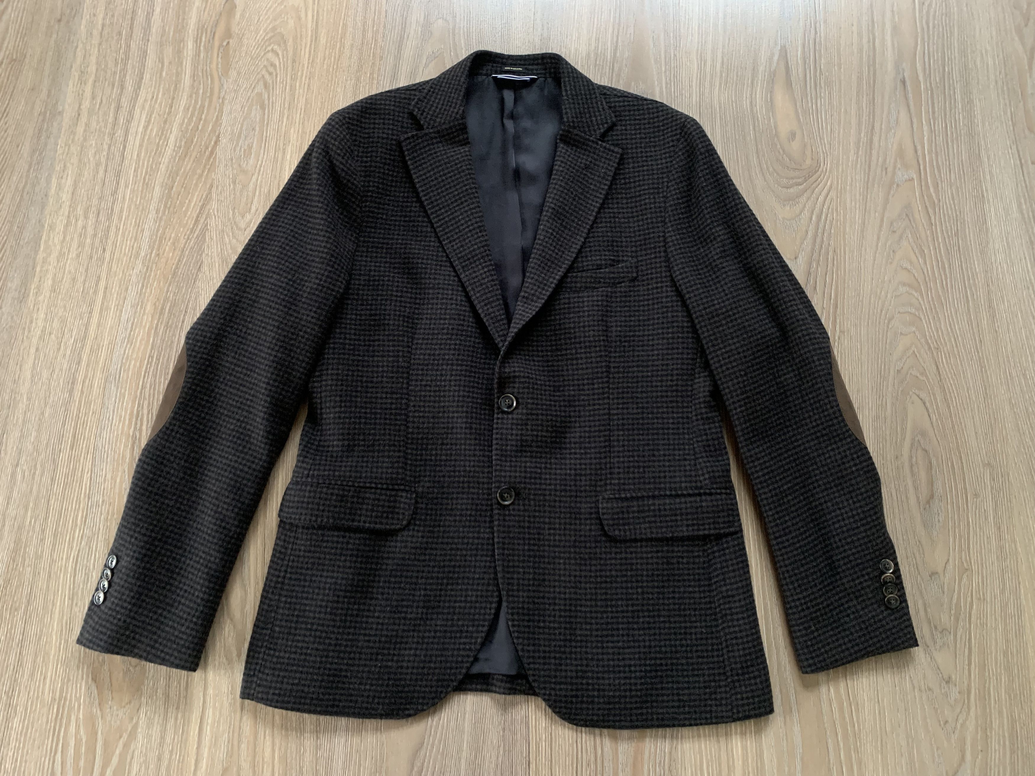 Massimo Dutti Massimo Dutti Brown Houndstooth Wool Blazer Size 50S - 2 Thumbnail