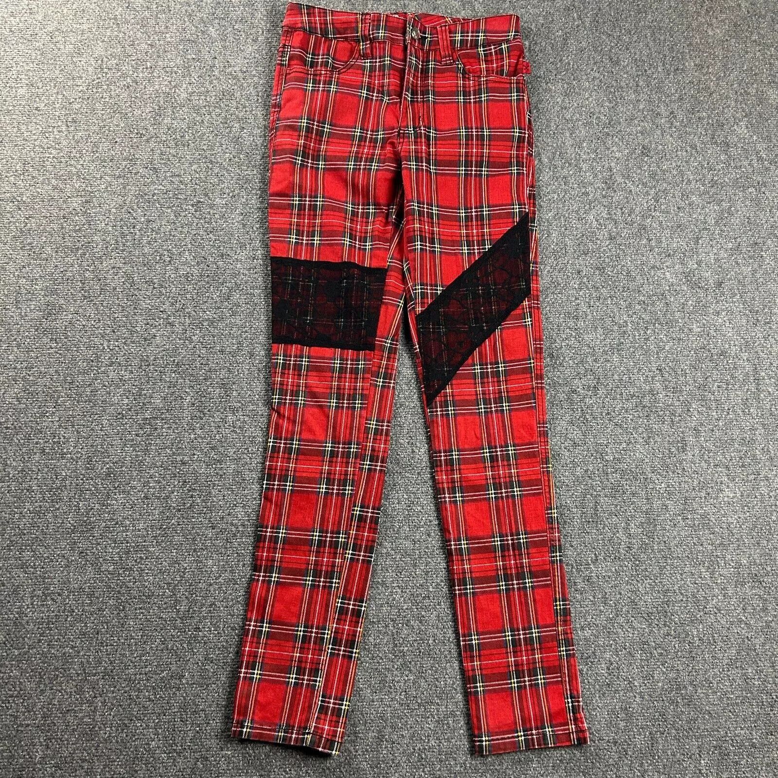 Other Royal Bones Juniors 5 Plaid Red Skinny Casual Cotton Blend Size 26" / US 2 / IT 38 - 1 Thumbnail