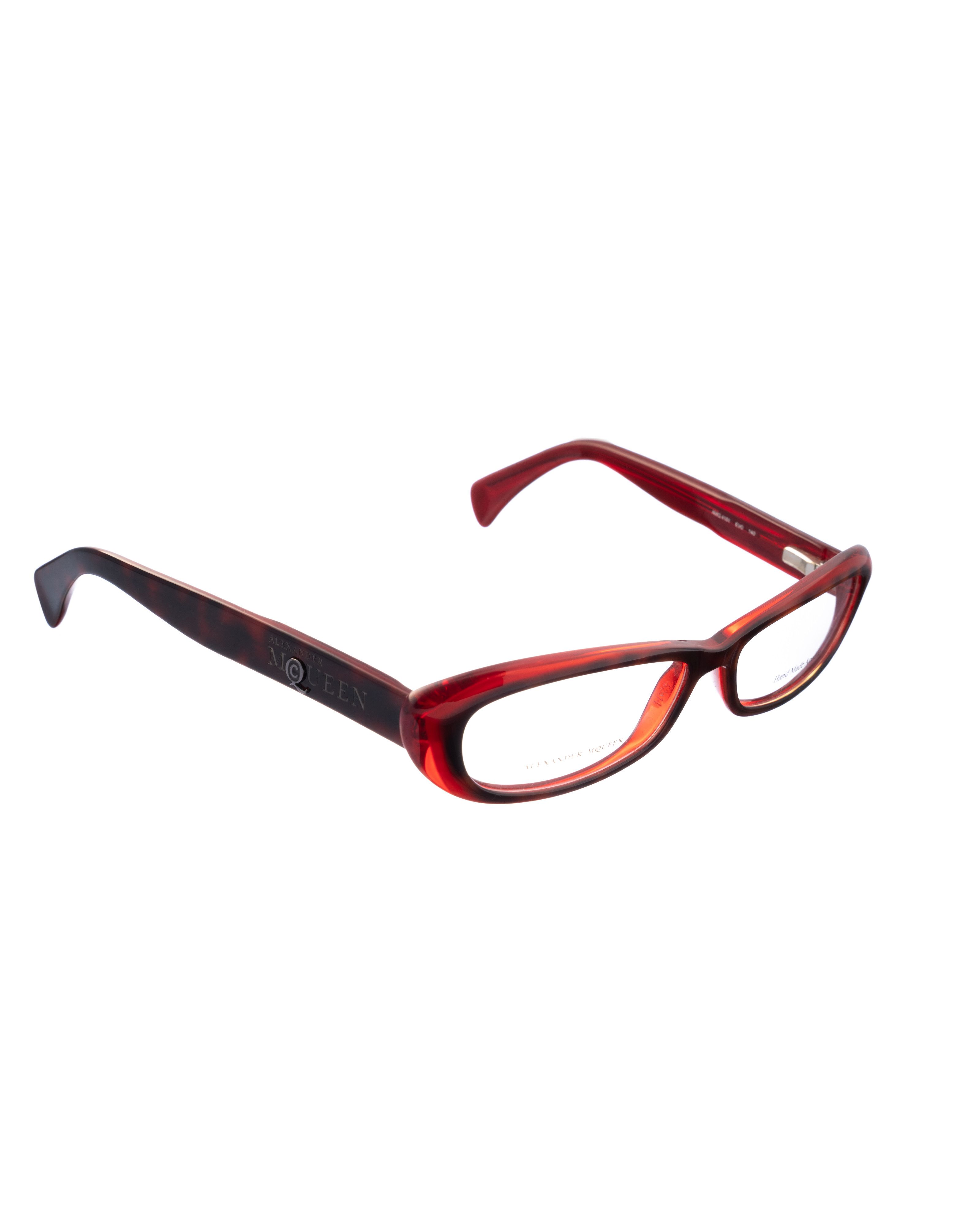Alexander McQueen Alexander McQueen 90s Dark Red Cat Eye Transparent Glasses Size ONE SIZE - 2 Thumbnail