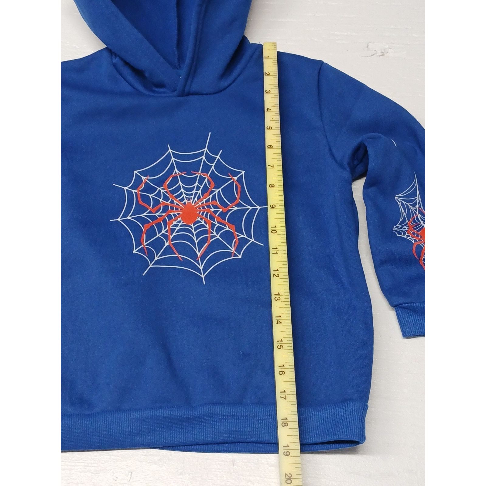 Shein Shein (7y) Kids Blue Spider Graphic Print Pullover Hoodie Size ONE SIZE - 3 Thumbnail