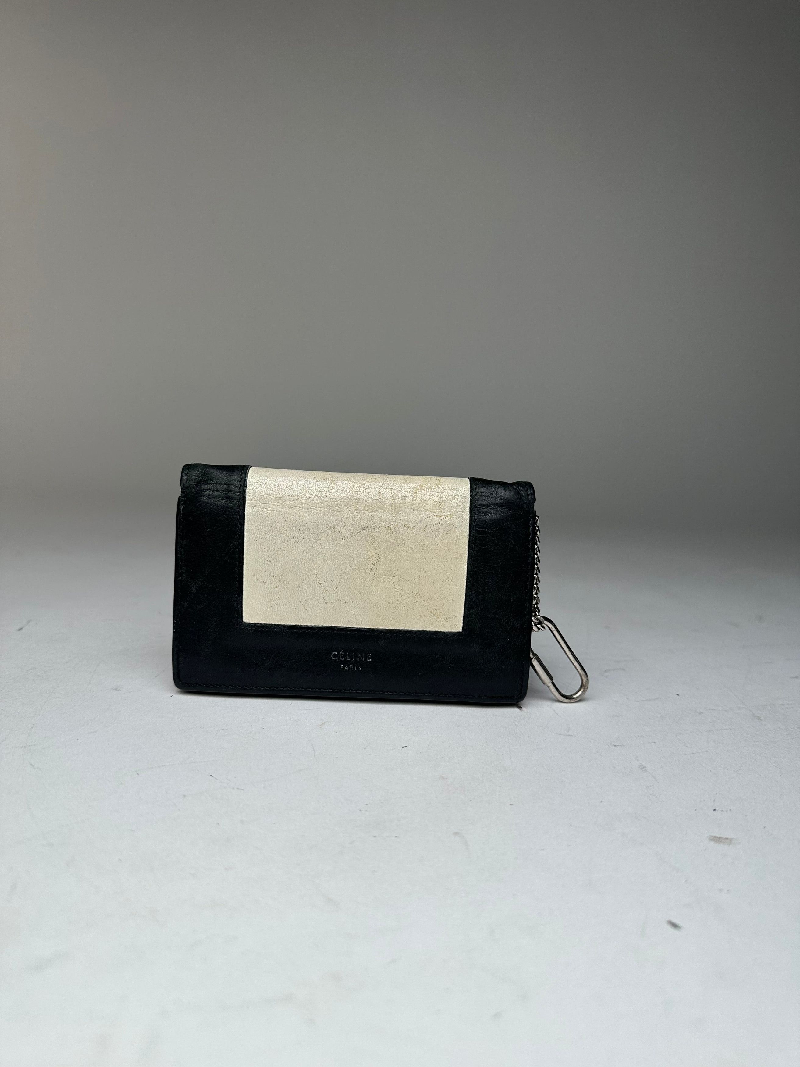 Celine Vintage Paris Leather Keychain Wallet Black White Size ONE SIZE - 1 Thumbnail
