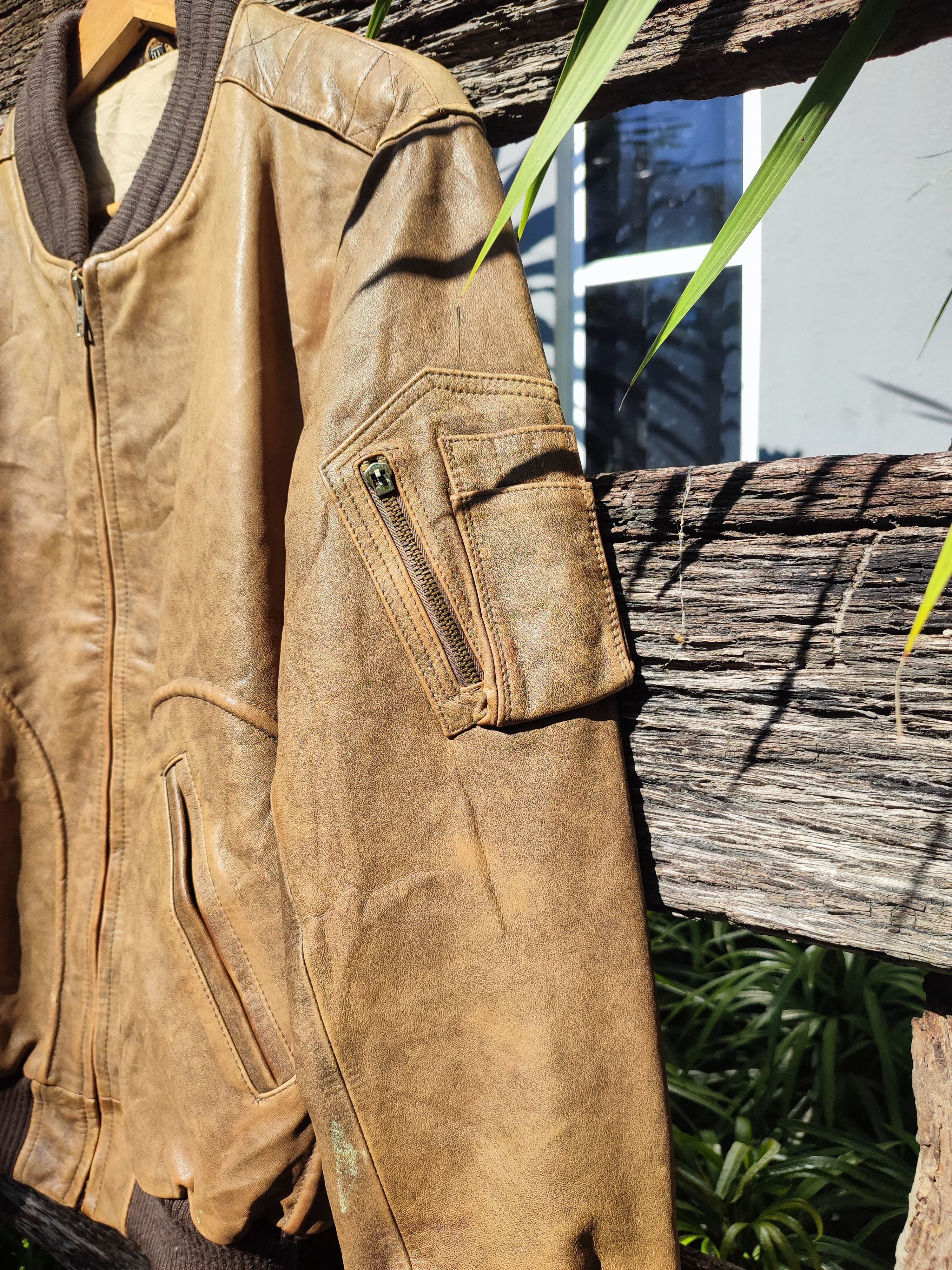 Leather × Vintage Vintage Leather Bomber Jacket Classic Aviator Style Size US L / EU 52-54 / 3 - 5 Thumbnail