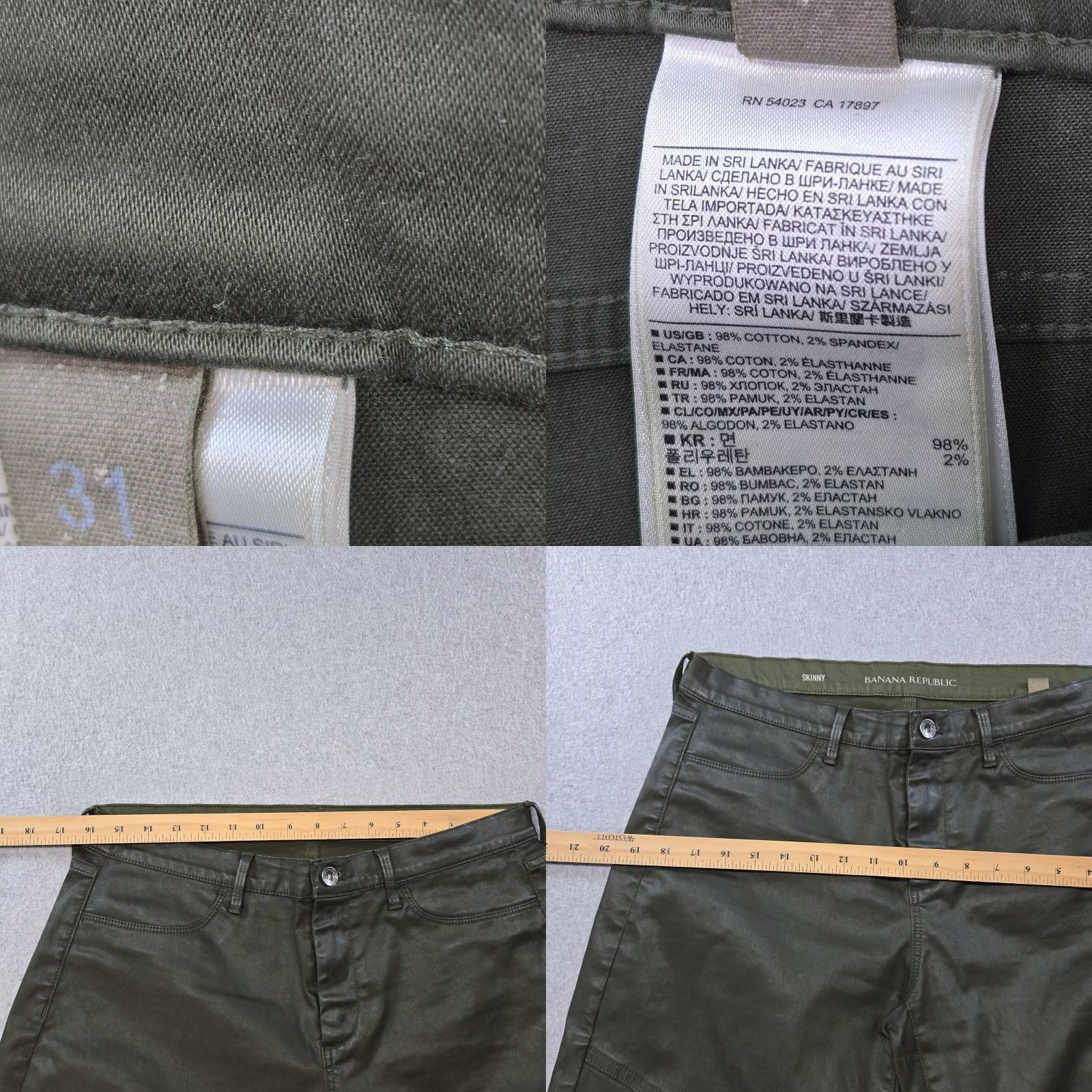 Banana Republic Banana Republic Pants Mens 31x28 Green Skinny Chino Extra-Slim Stretch Pockets Size US 31 - 8 Thumbnail