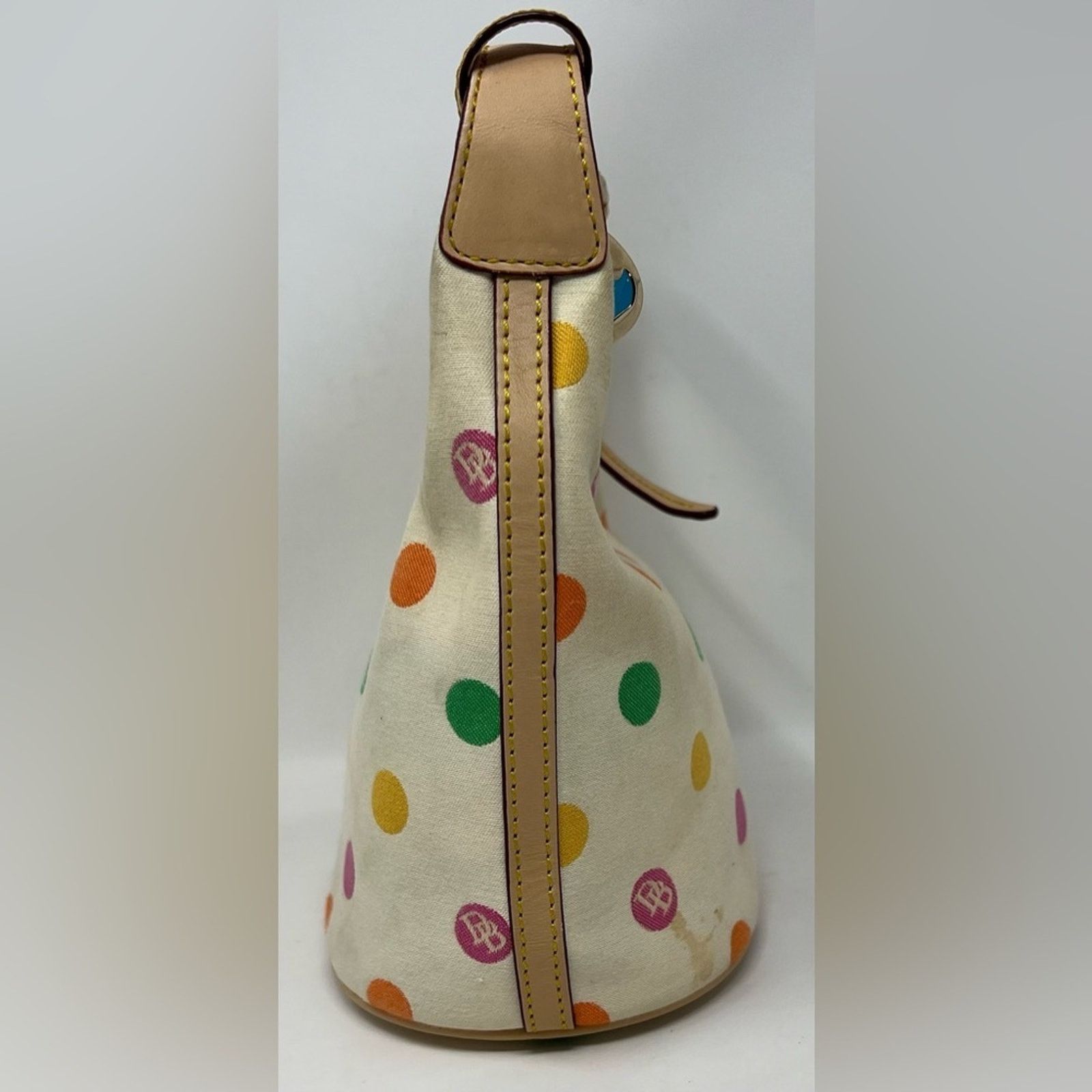Dooney & Bourke DOONEY & BOURKE Multi Colored Polka Dot & Ivory Hobo Handbag Size ONE SIZE - 5 Thumbnail