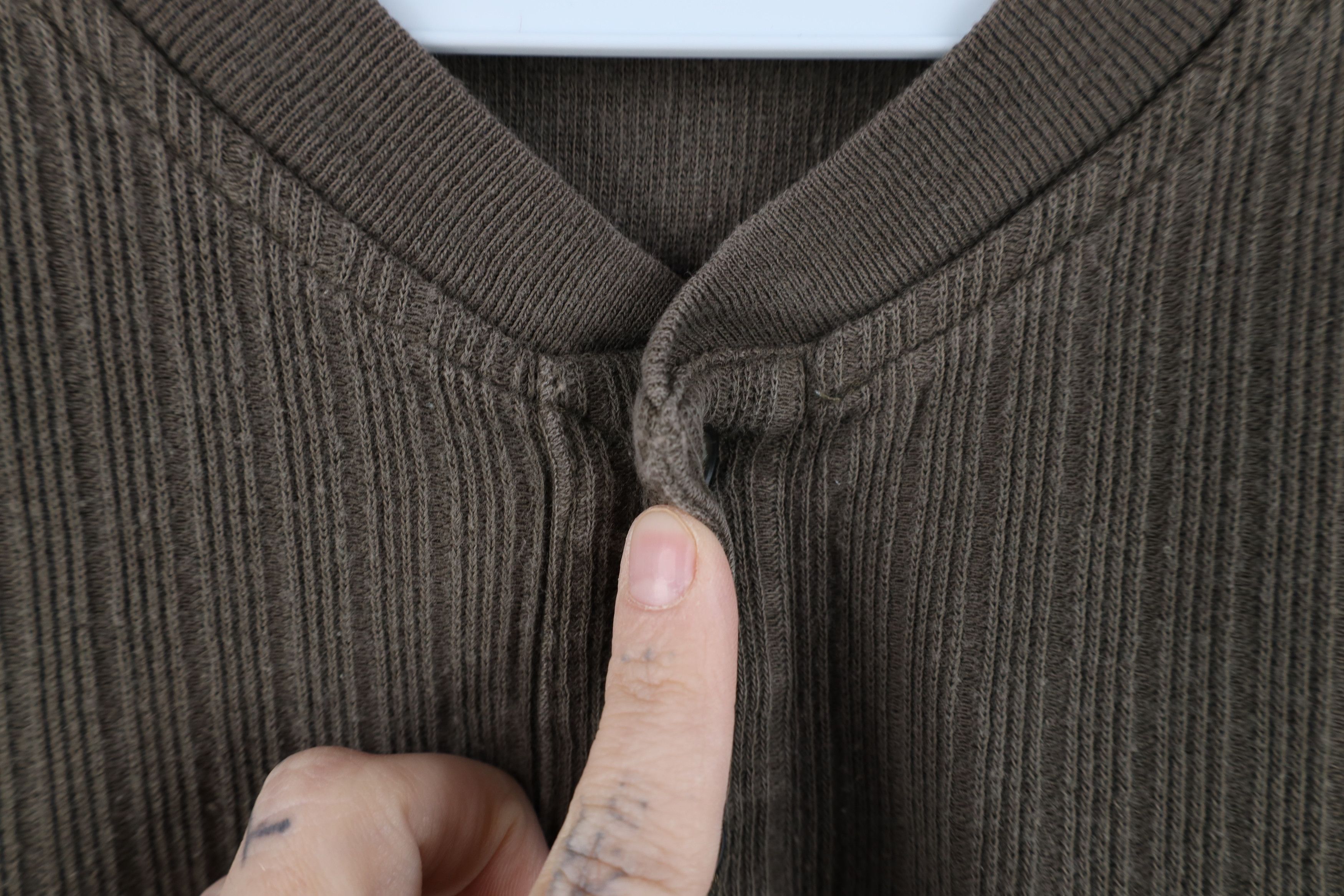 Vintage Vintage 90s Streetwear Ribbed Long Sleeve Henley T-Shirt Size US L / EU 52-54 / 3 - 5 Thumbnail