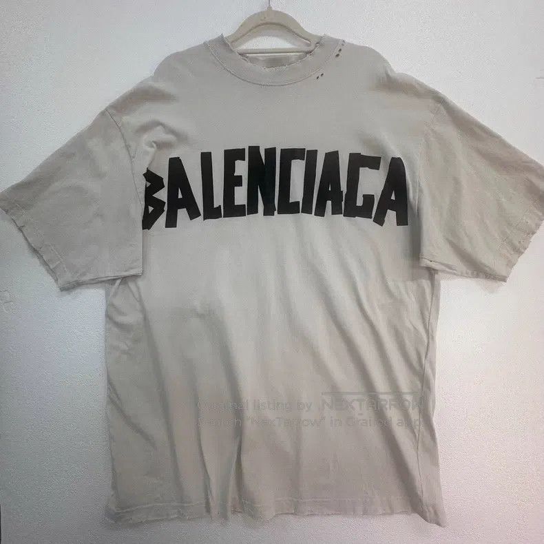 Balenciaga Balenciaga White and Black Tape T-Shirt Size US L / EU 52-54 / 3 - 1 Thumbnail