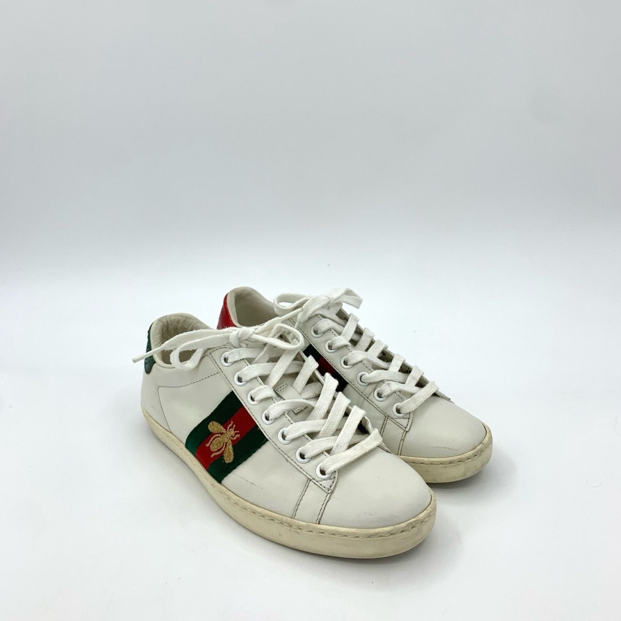 Gucci Gucci Ace Series Embroidered Leather Lace-Up Sneakers in Whi Size US 5.5 / IT 35.5 - 1 Thumbnail
