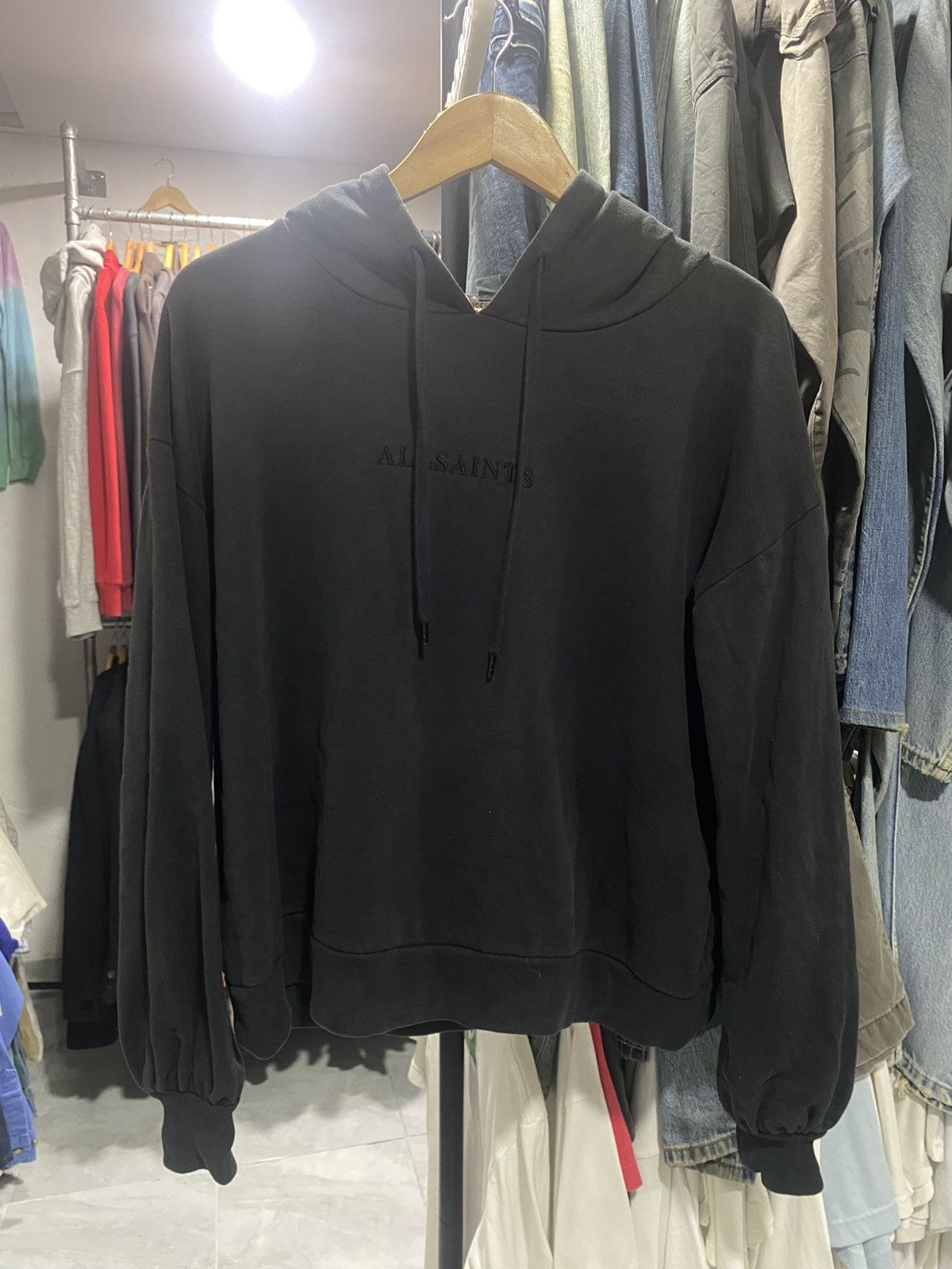 Allsaints Vintage AllSaints Cornu Hoodie in Black with a Washed-Effect Size US S / EU 44-46 / 1 - 12 Thumbnail