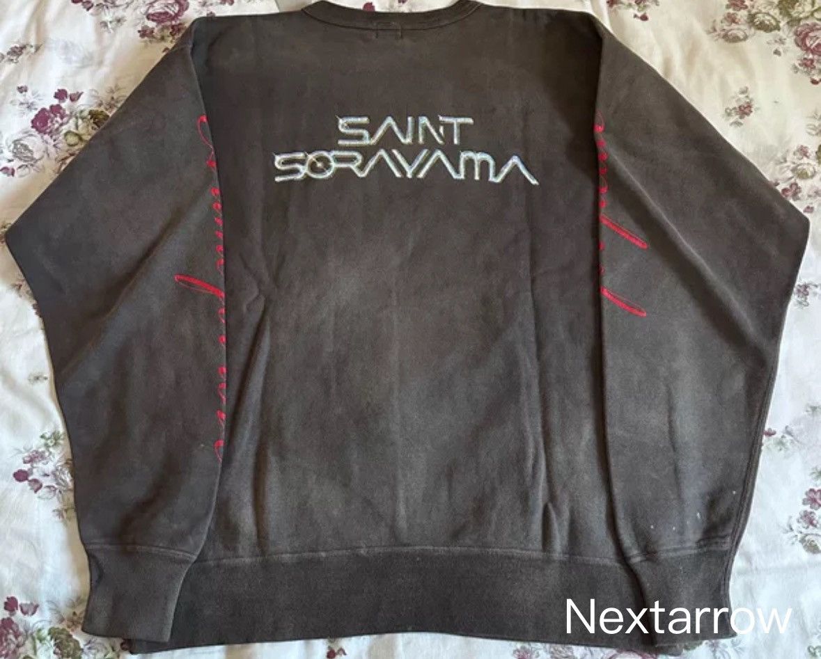 Saint Michael Saint Michael Black Grey Washed Sorayama Neck Sweatshirt Size US L / EU 52-54 / 3 - 2 Thumbnail