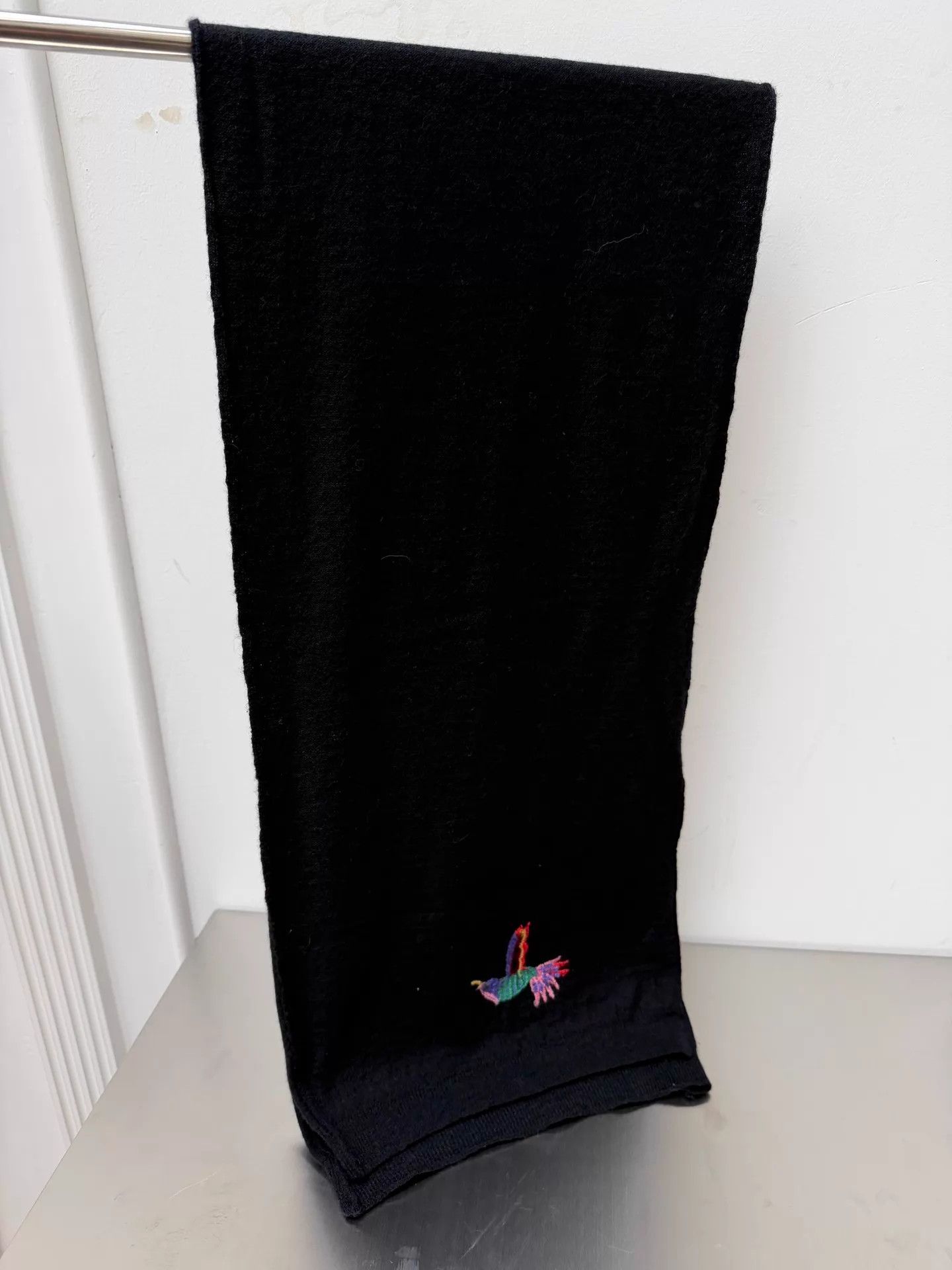 Yohji Yamamoto Y's Yohji Yamamoto Magpie Embroidery Wool Scarf Size ONE SIZE - 3 Thumbnail
