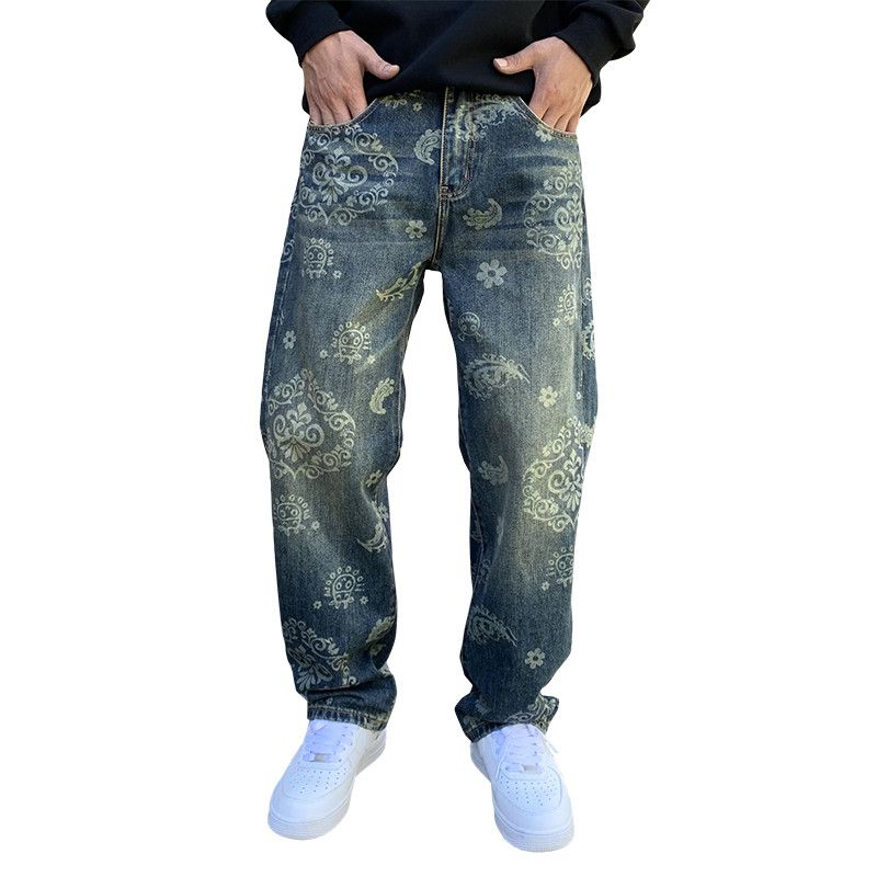 Japanese Brand × Vintage Floral Printed Jeans Men's Loose Casual Straight Leg Pants Size US 32 / EU 48 - 5 Thumbnail